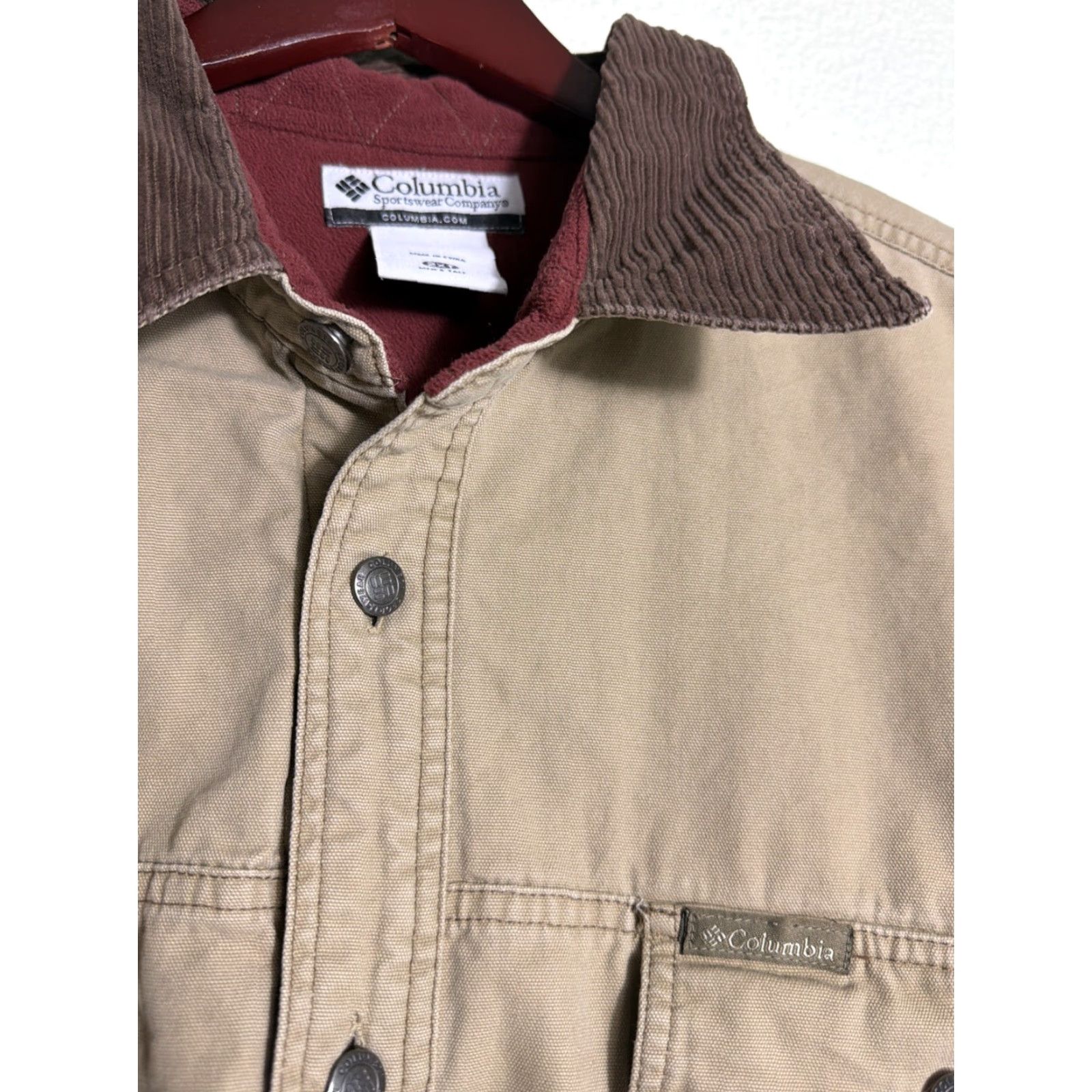 Vintage Columbia Shacket Mens 2XT Corduroy Collar Fleece Lined Khaki Button Up Chore Jacket Big & Tall Size US XXL / EU 58 / 5 - 7 Thumbnail