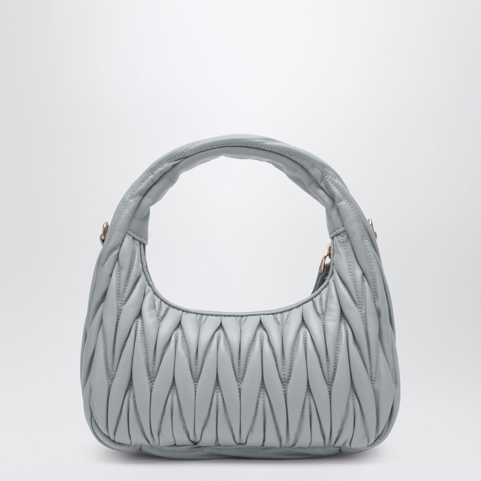 Miu Miu MIU MIU $2950 Small Wander Pearl Gray Matelassé Nappa Leathe Size ONE SIZE - 3 Thumbnail