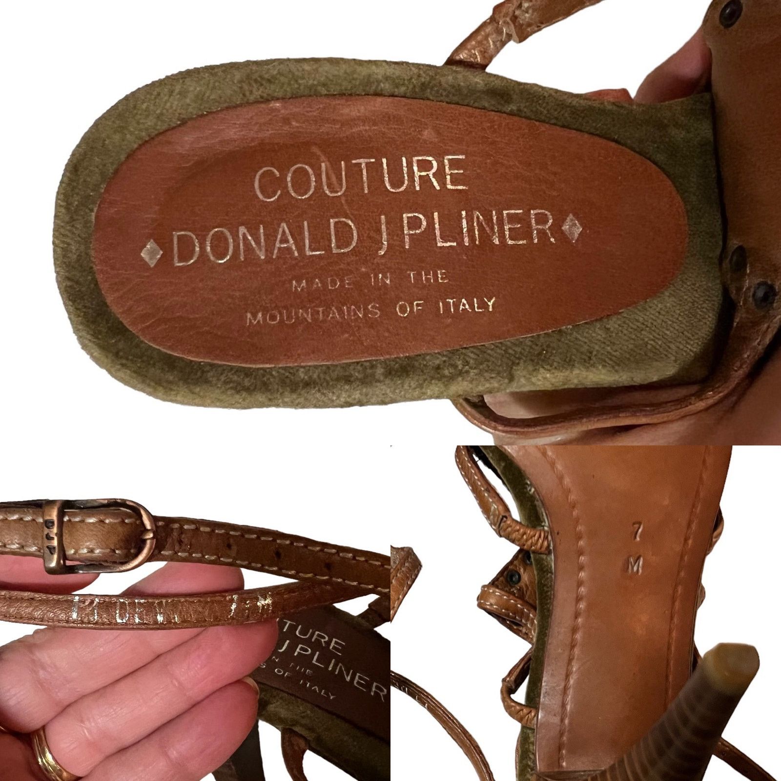 Donald Pliner Donald Pliner Devi Brown Leather 4” Heel Sandals Italy SZ 7 Size US 7 / IT 37 - 9 Thumbnail