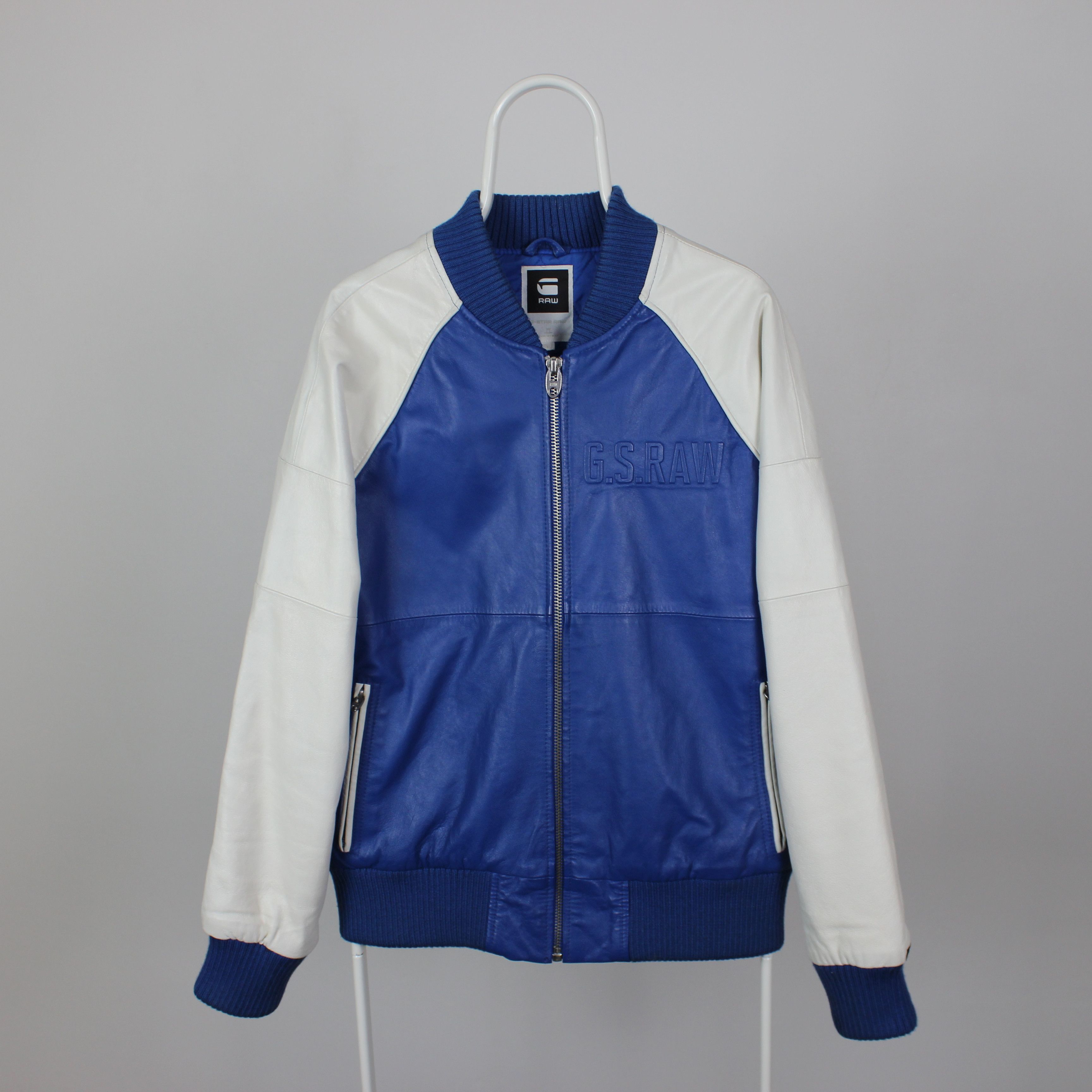 G-Star Vintage 90s G-Star Raw Leather Oxford Bomber Jacket Rare Y2K Size US L / EU 52-54 / 3 - 2 Thumbnail