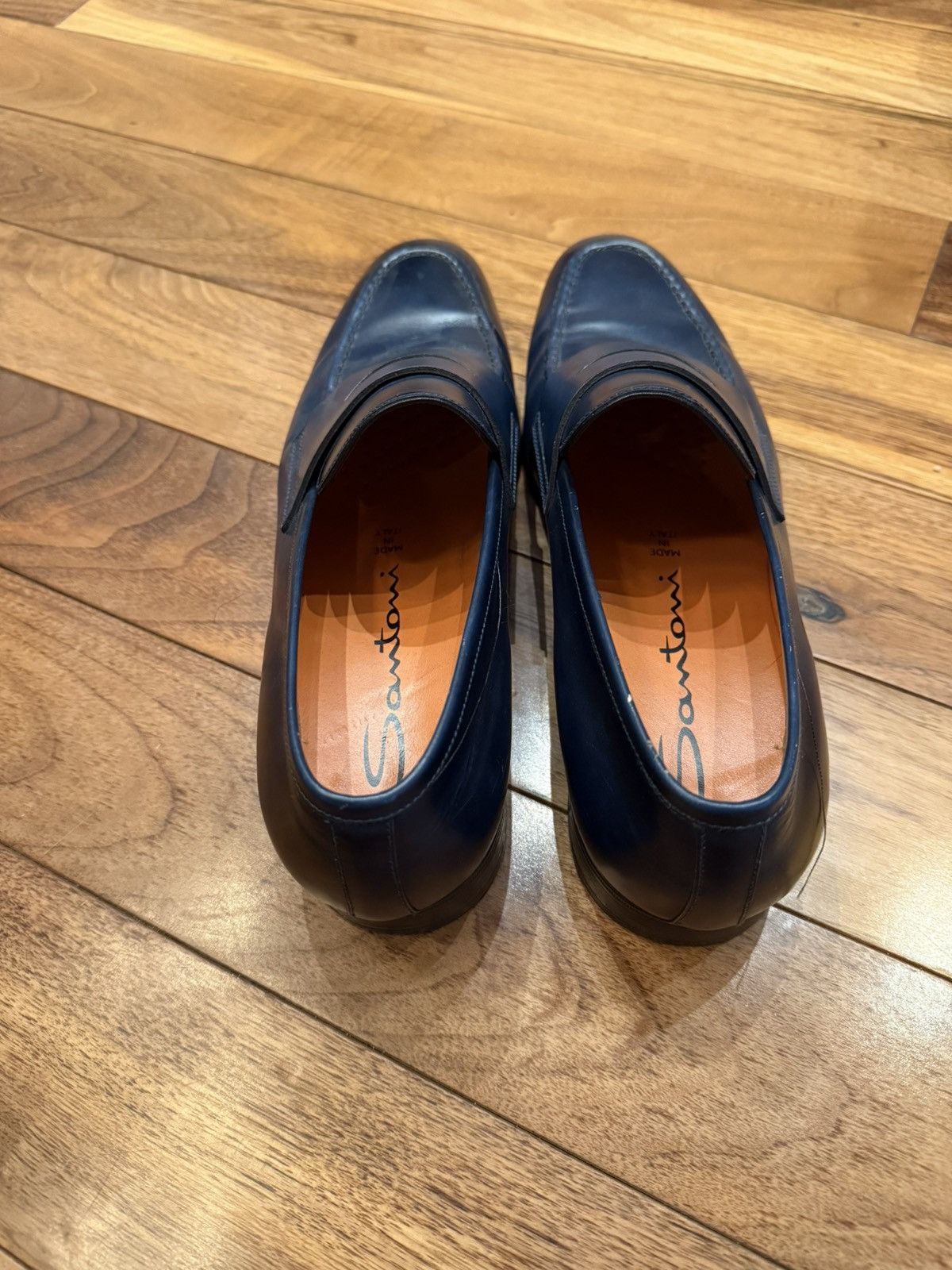 Santoni Santoni Men's Blue Leather Carlo Penny Loafer Size US 9.5 / EU 42-43 - 5 Thumbnail