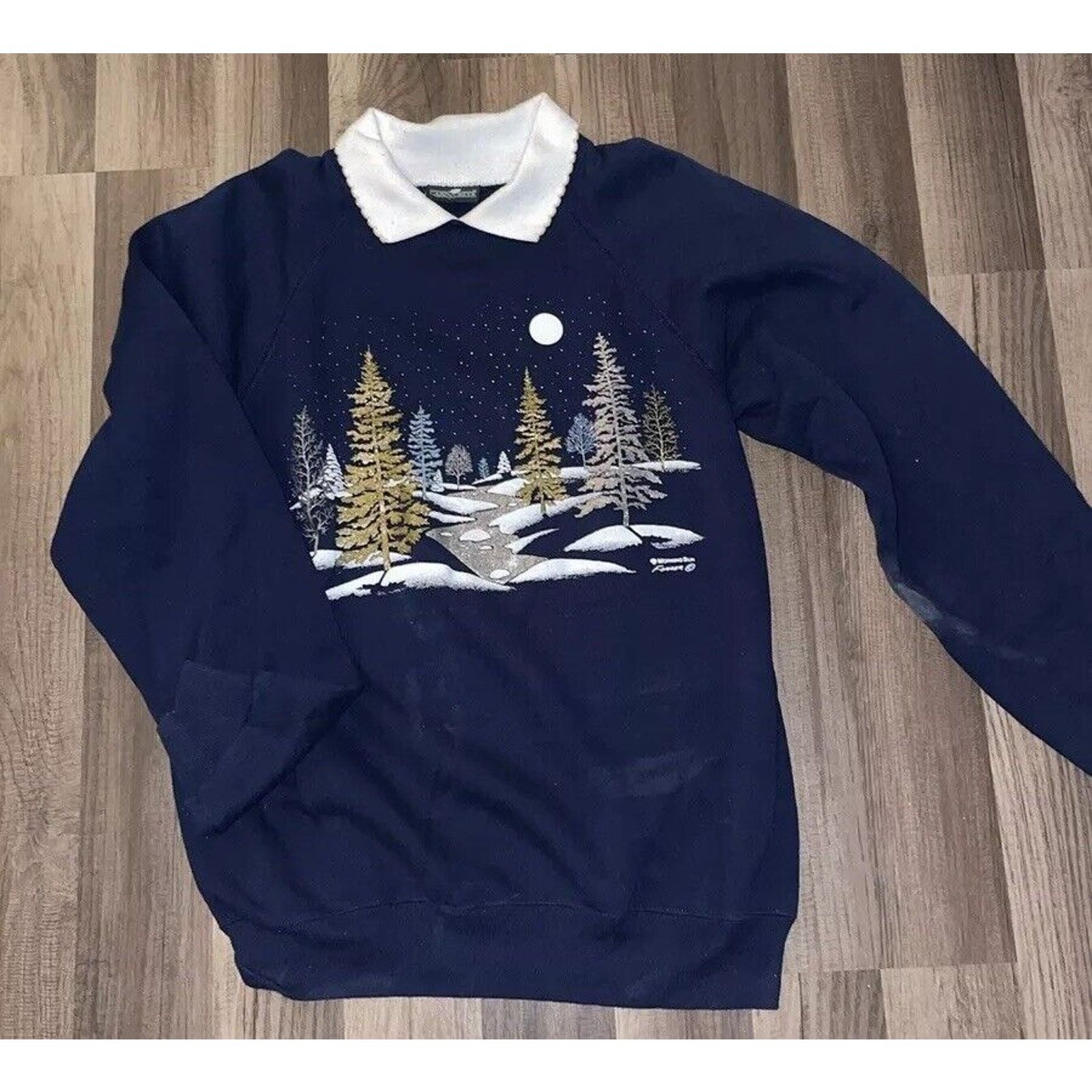Cabin Creek × Vintage Vintage Cabin Creek Collard Crewneck Sweatshirt L Navy Size US L / EU 52-54 / 3 - 1 Thumbnail