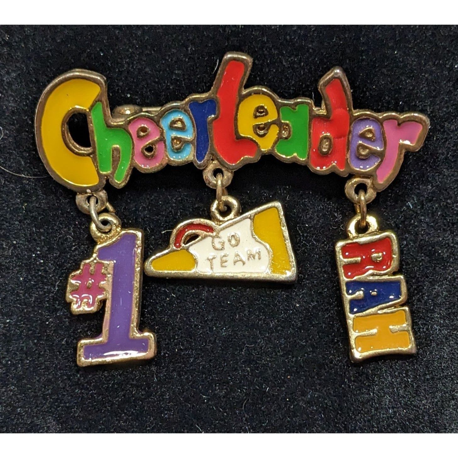 Other Vintage Rainbow Cheerleader Dangling Charm Brooch Signed DM Size ONE SIZE - 3 Thumbnail