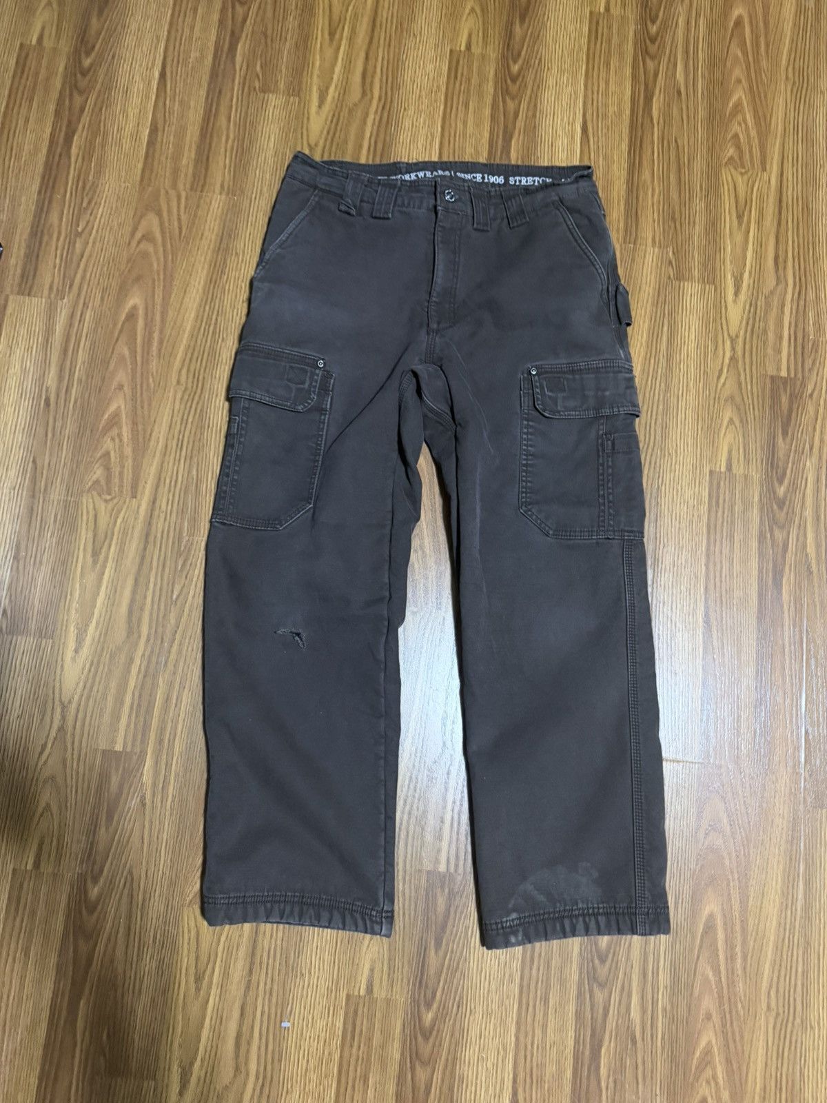 Smith's American Smith’s Workwear Fleece Lined Canvas Cargo Brown Pants 34x30 Size US 34 / EU 50 - 2 Thumbnail