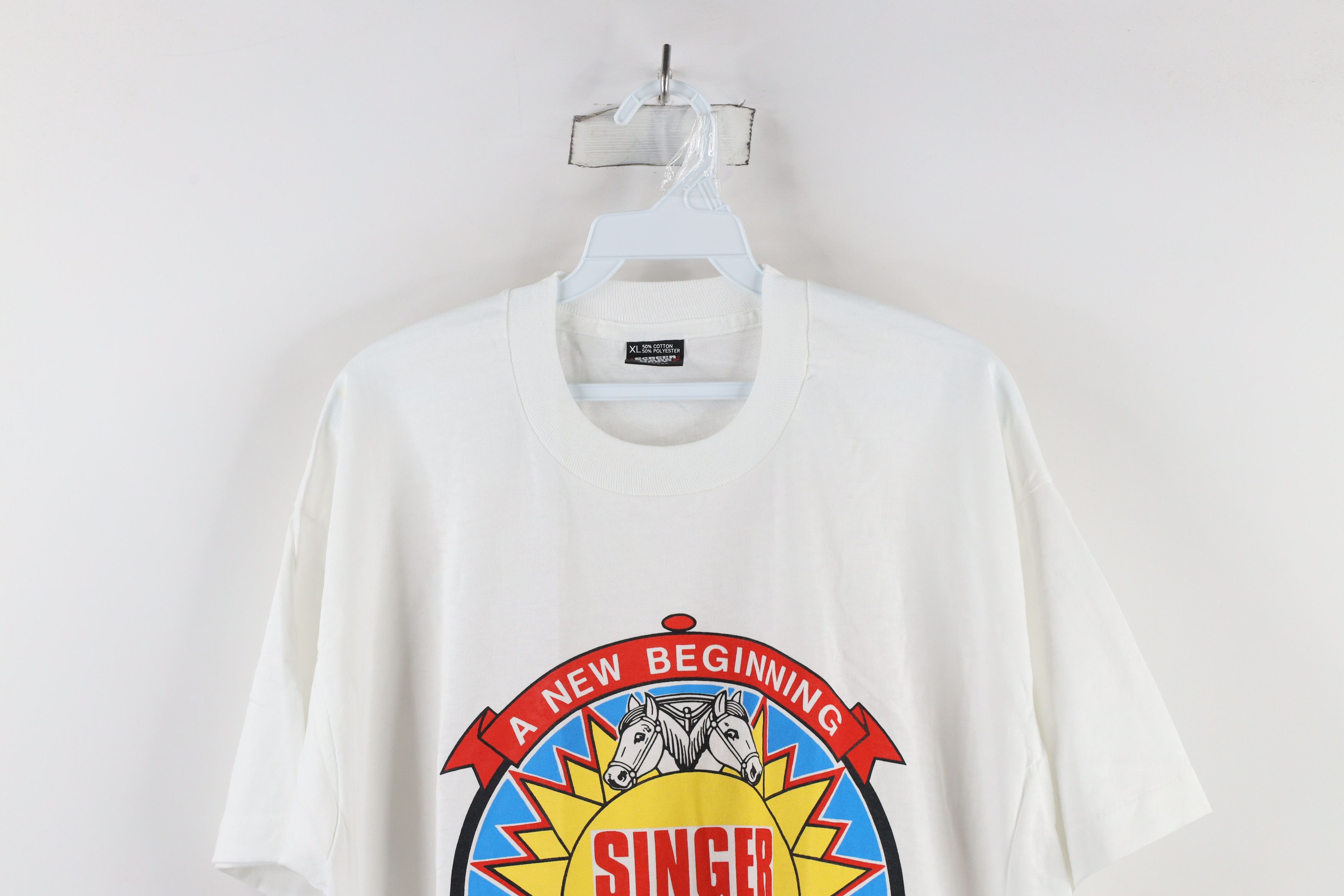 Vintage NOS Vintage 80s Union Leader Les Singer T-Shirt White USA Size US XL / EU 56 / 4 - 2 Thumbnail