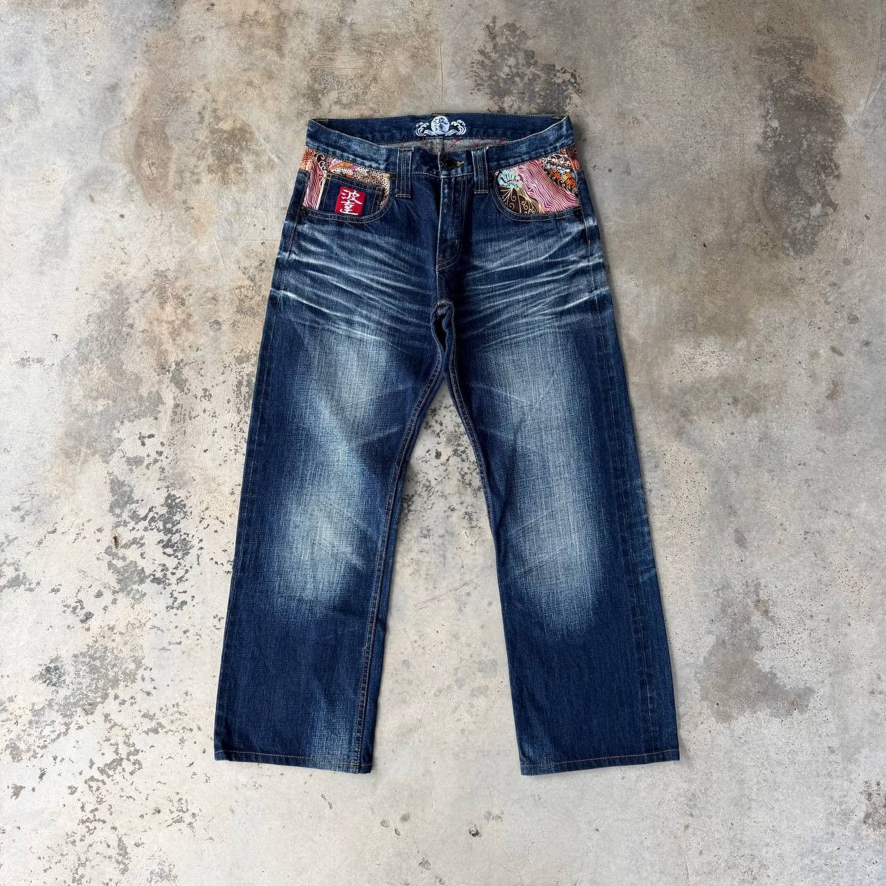 Japanese Brand Japan"Dokuro"Skull Tattoo Namitatsu Redline Denim Ankle Cut Size US 30 / EU 46 - 2 Thumbnail