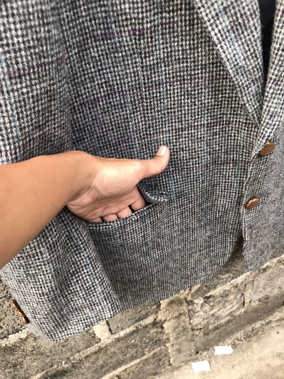Harris Tweed ⚡️Vintage Ginza Harris Tweed Wool Button Coat Size 52R - 6 Thumbnail