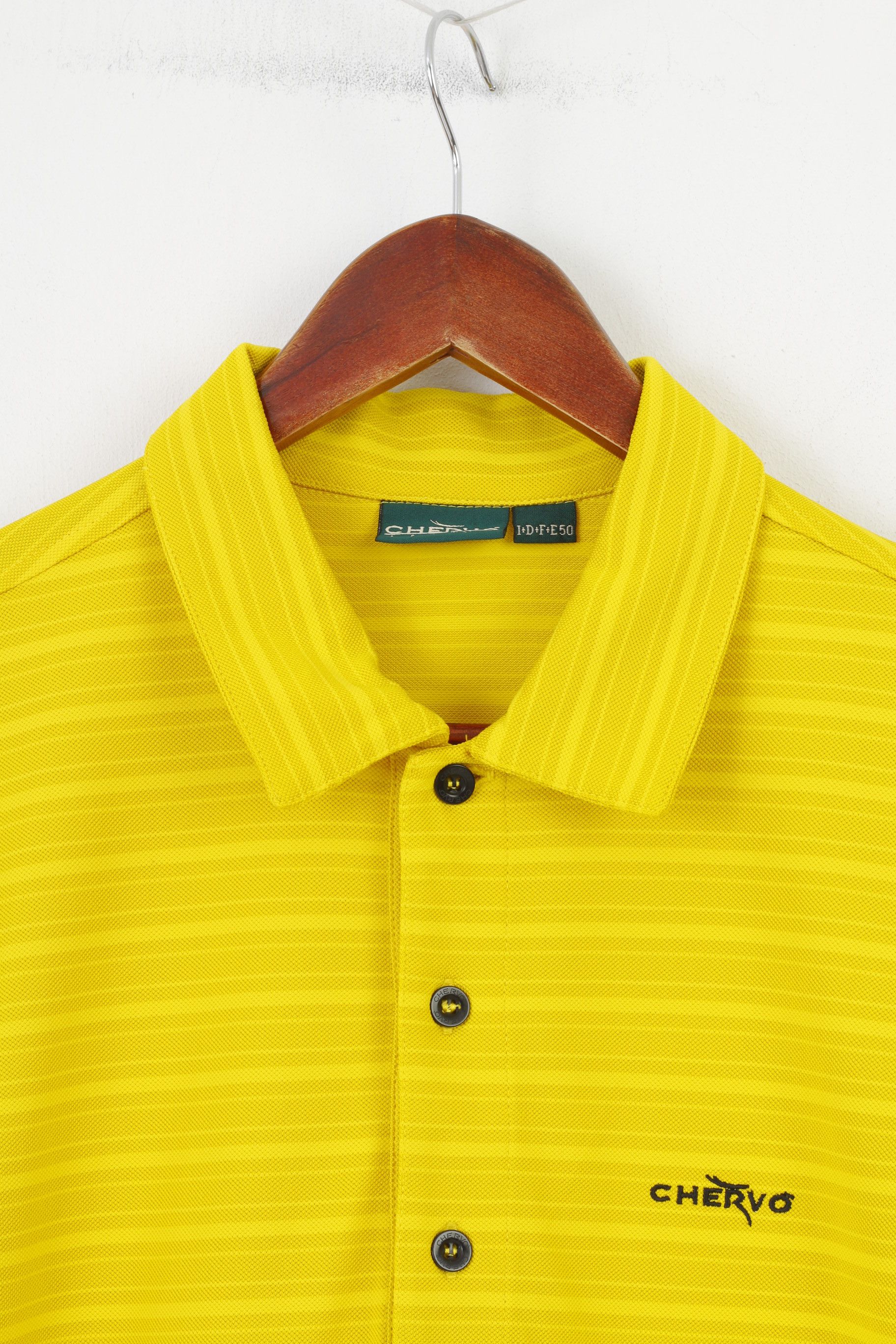 Vintage Chervo Men 50 L Polo Shirt Yellow Polyamid 10477 Size US L / EU 52-54 / 3 - 3 Thumbnail