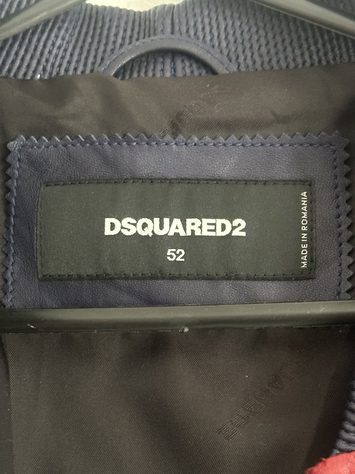 Dsquared2 Dsquared2 Ovine Leather Boomber Jacket Racing Moto Red/Blue Size US L / EU 52-54 / 3 - 14 Thumbnail