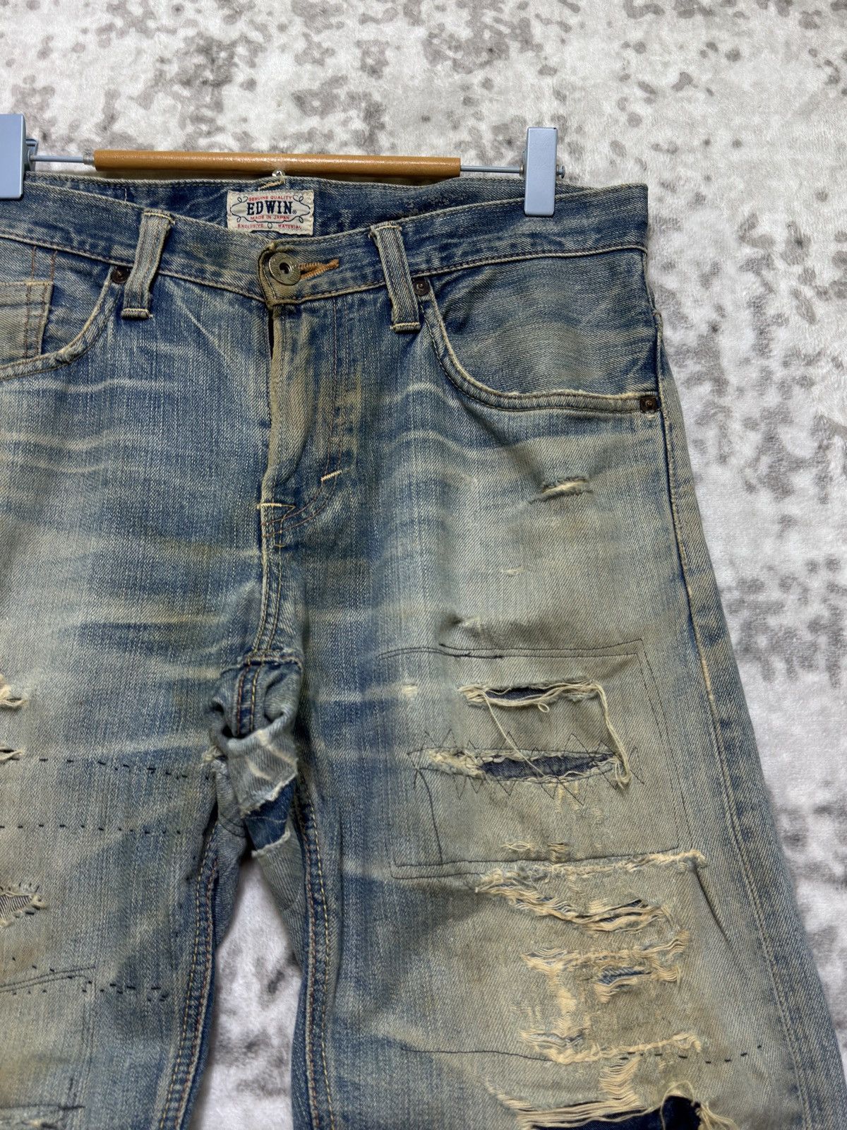Edwin Vintage Edwin Distressed Mud Wash Denim Jeans Size US 33 - 5 Thumbnail