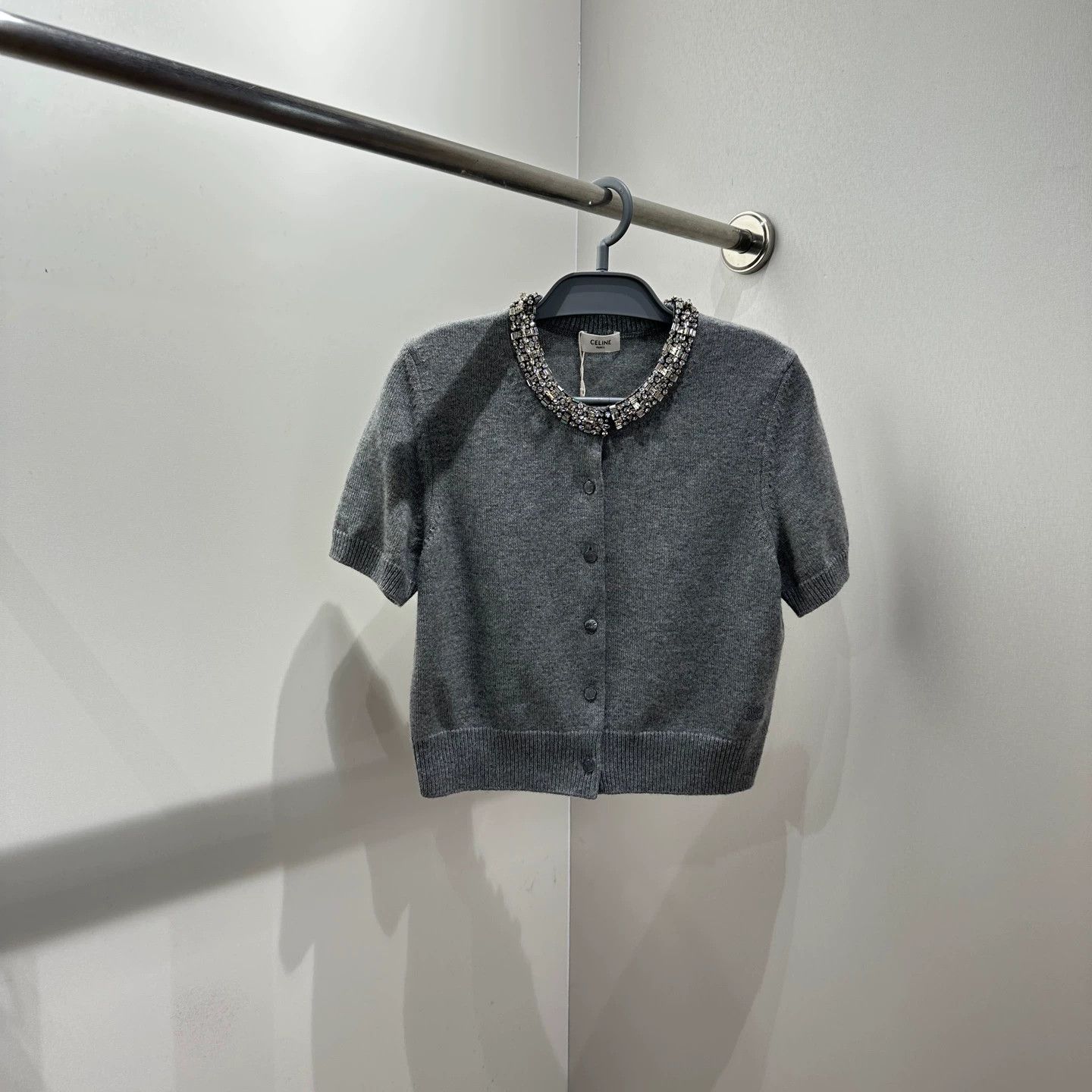Celine Celine crystal-collar Triomphe-embroidered cardigan L Size L / US 10 / IT 46 - 1 Thumbnail