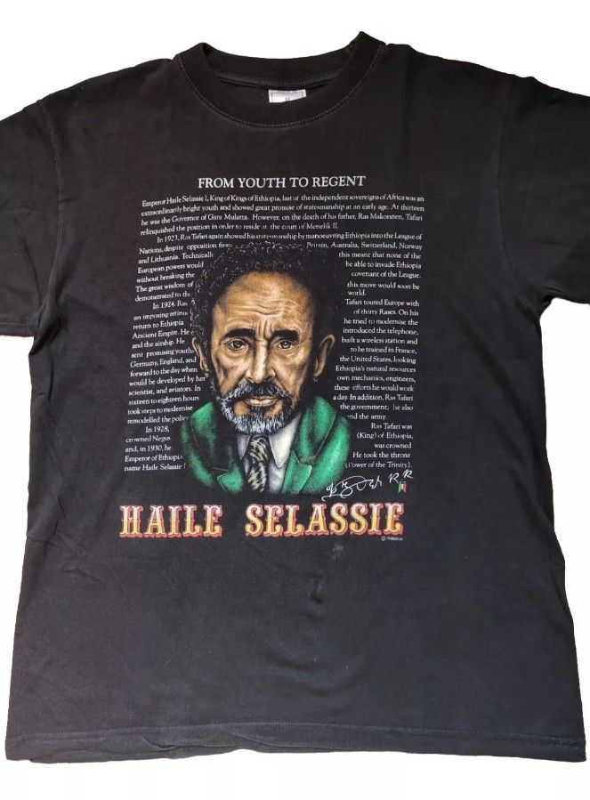 Vintage Vintage Haile Selassie King Ethiopia T-Shirt Rastafari Size US M / EU 48-50 / 2 - 3 Thumbnail
