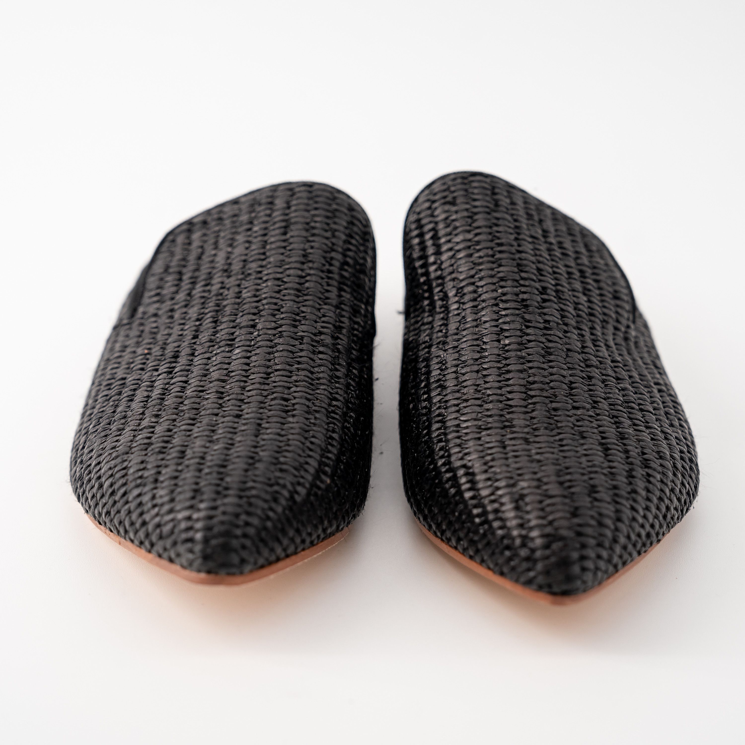 Weekend Max Mara 40 Max Mara Weekend Black Tela Raffia Mules Slippers Slip on Size US 10 / IT 40 - 2 Thumbnail