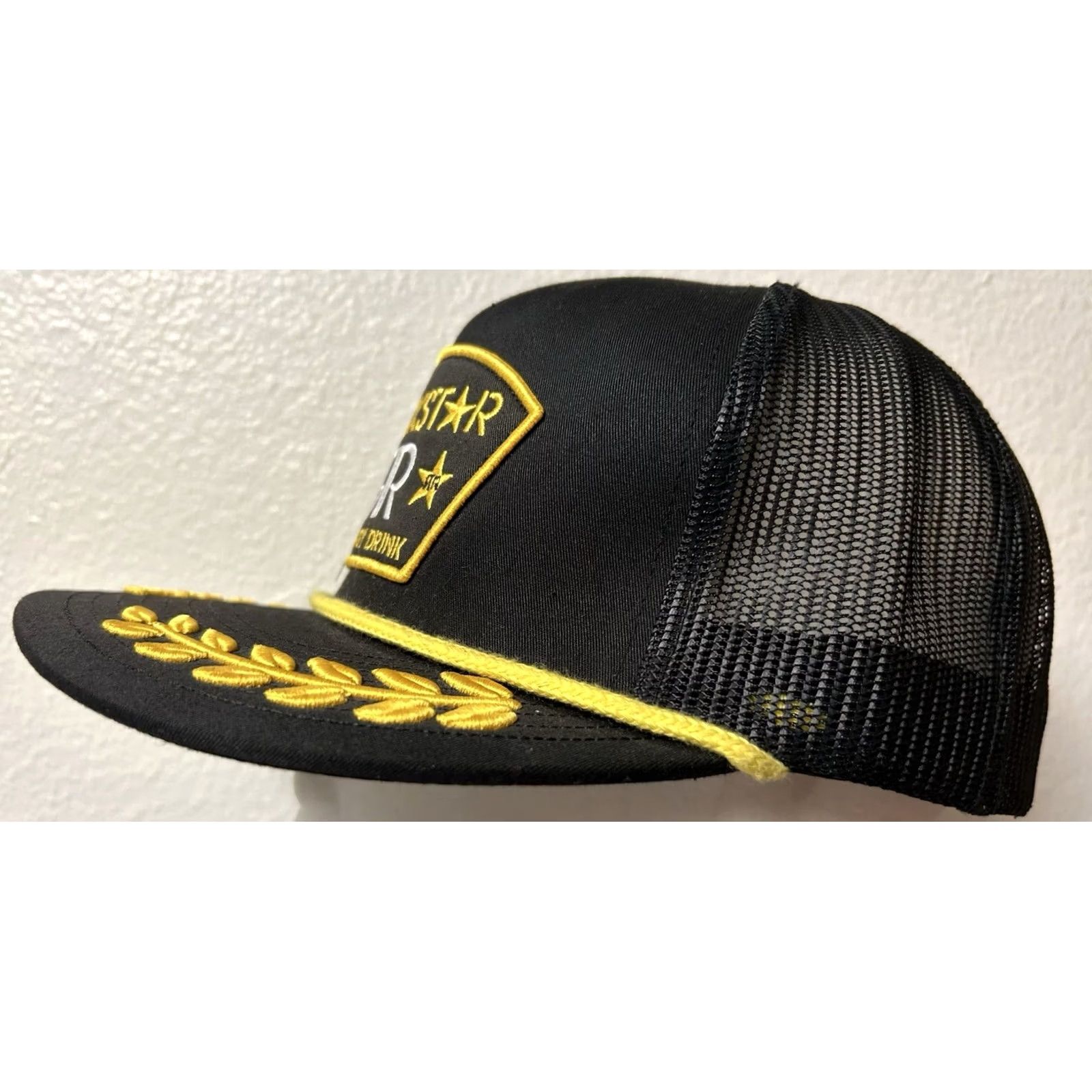Roper VINTAGE Rare Rockstar Energy Drink Captain Snapback Rope Hat Patch Black/Gold 2014 Men's Hat Snapback Rope Cap Black/Gold 2014 Mens Size ONE SIZE - 3 Thumbnail
