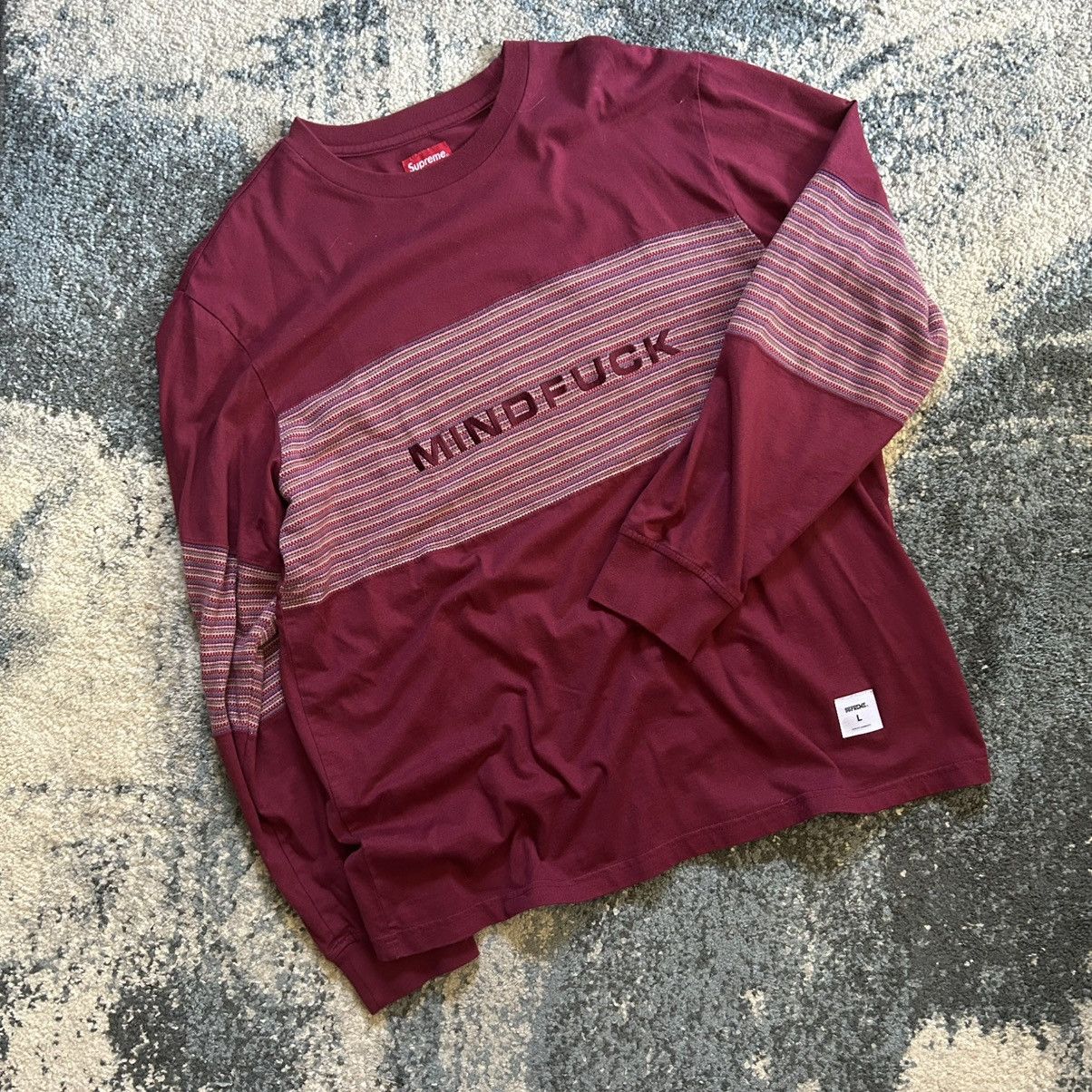 Supreme AUTUMN 2019 MiNDFUCK L/S MAROON OMBRE iNTARSiA STRiPE PATCH Size US L / EU 52-54 / 3 - 5 Thumbnail