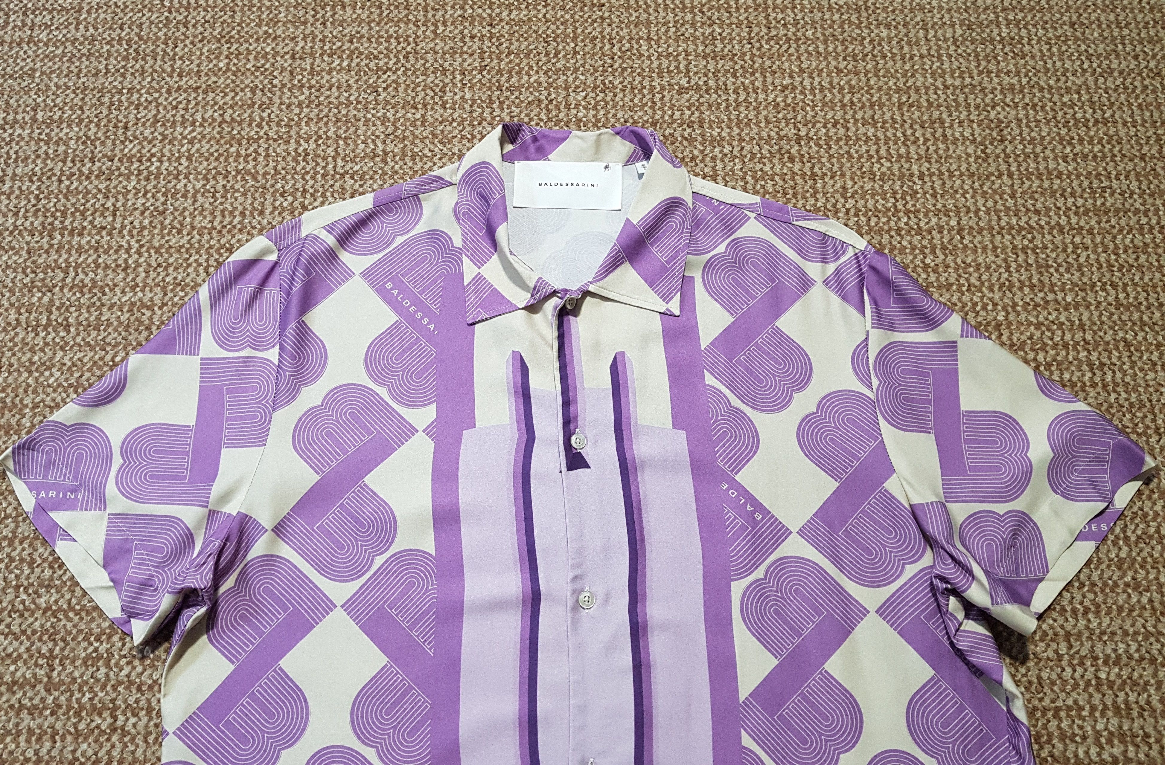 Baldessarini Baldessarini Monogram Shirt Button Up Viscose Short Sleeve L Size US L / EU 52-54 / 3 - 4 Thumbnail
