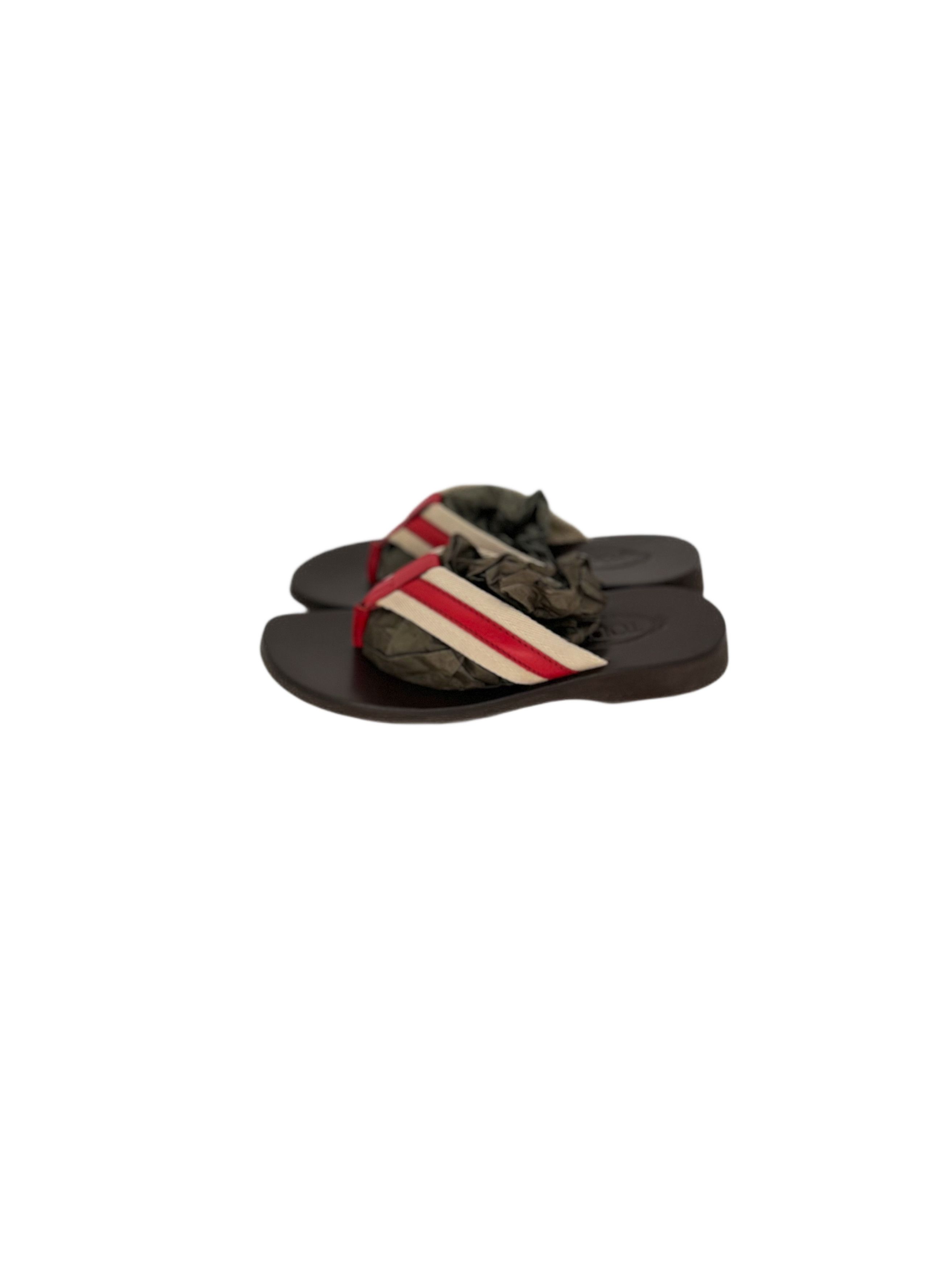 Tod's TODS Brown Leather Sandal With Canvas / Leather Thong Upper Size US 7.5 / EU 40-41 - 4 Thumbnail