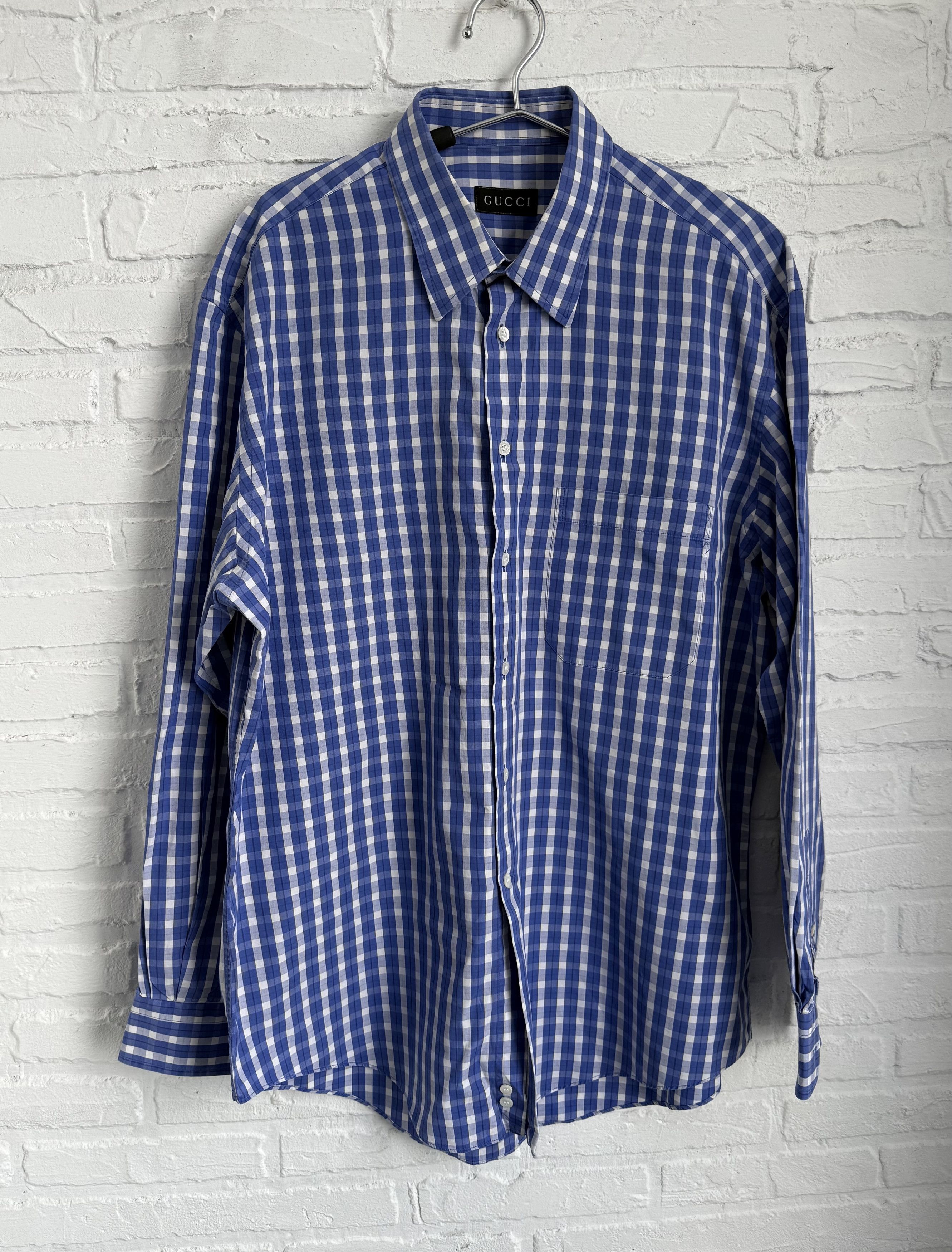 Gucci Vintage 90s GUCCI Tom Ford era Gingham checked cotton shirt Size US XL / EU 56 / 4 - 1 Thumbnail