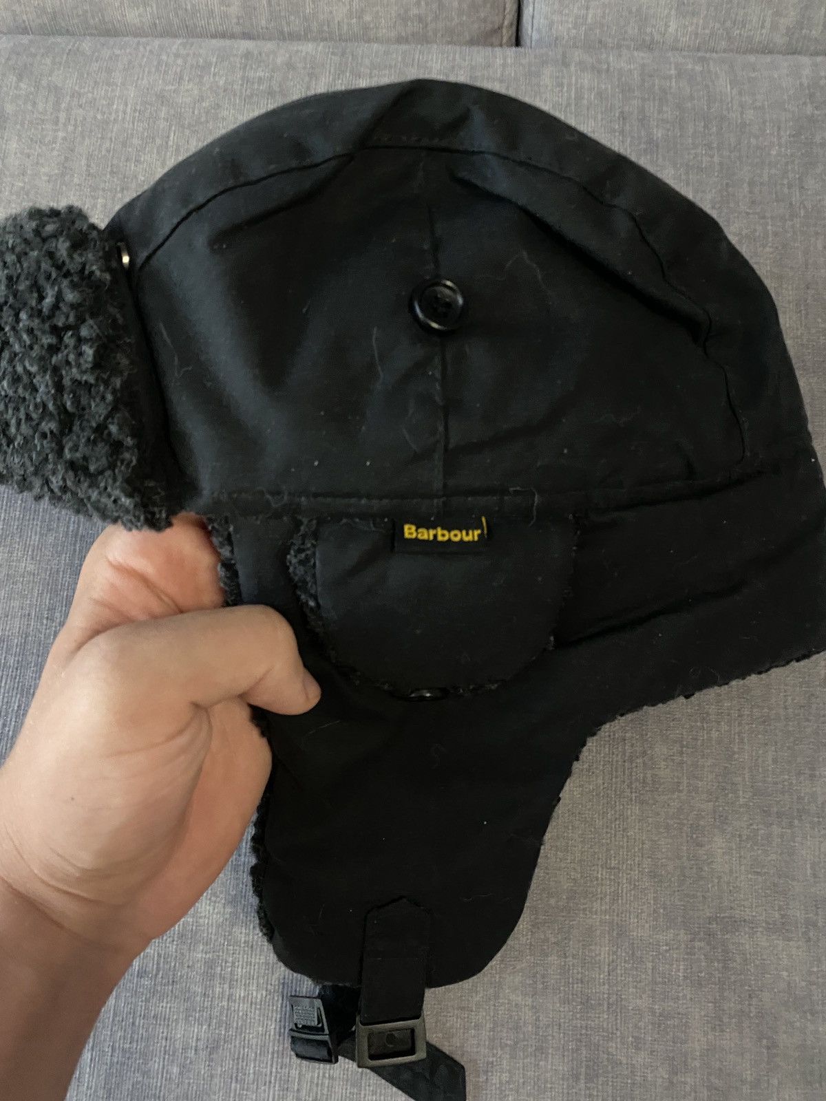 Barbour × Vintage Vintage Barbour Cotton Winter Trapper Hat Size ONE SIZE - 2 Thumbnail