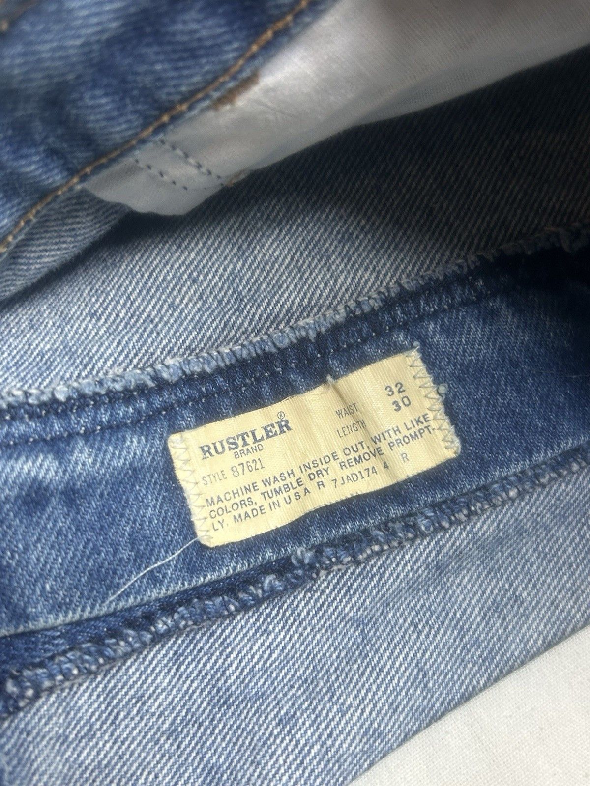Vintage Vtg 70s rustler jeans faded whiskers straight USA made 30x29 Size US 30 / EU 46 - 5 Thumbnail