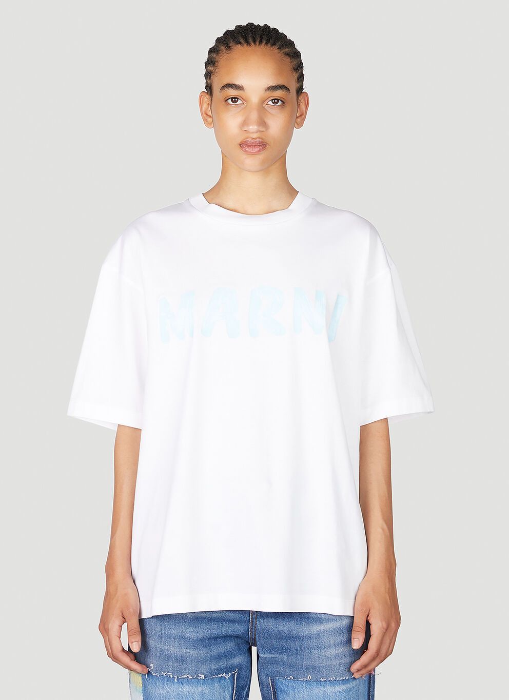 image of Marni Logo Print T-Shirt in White, Women's (Size XS)