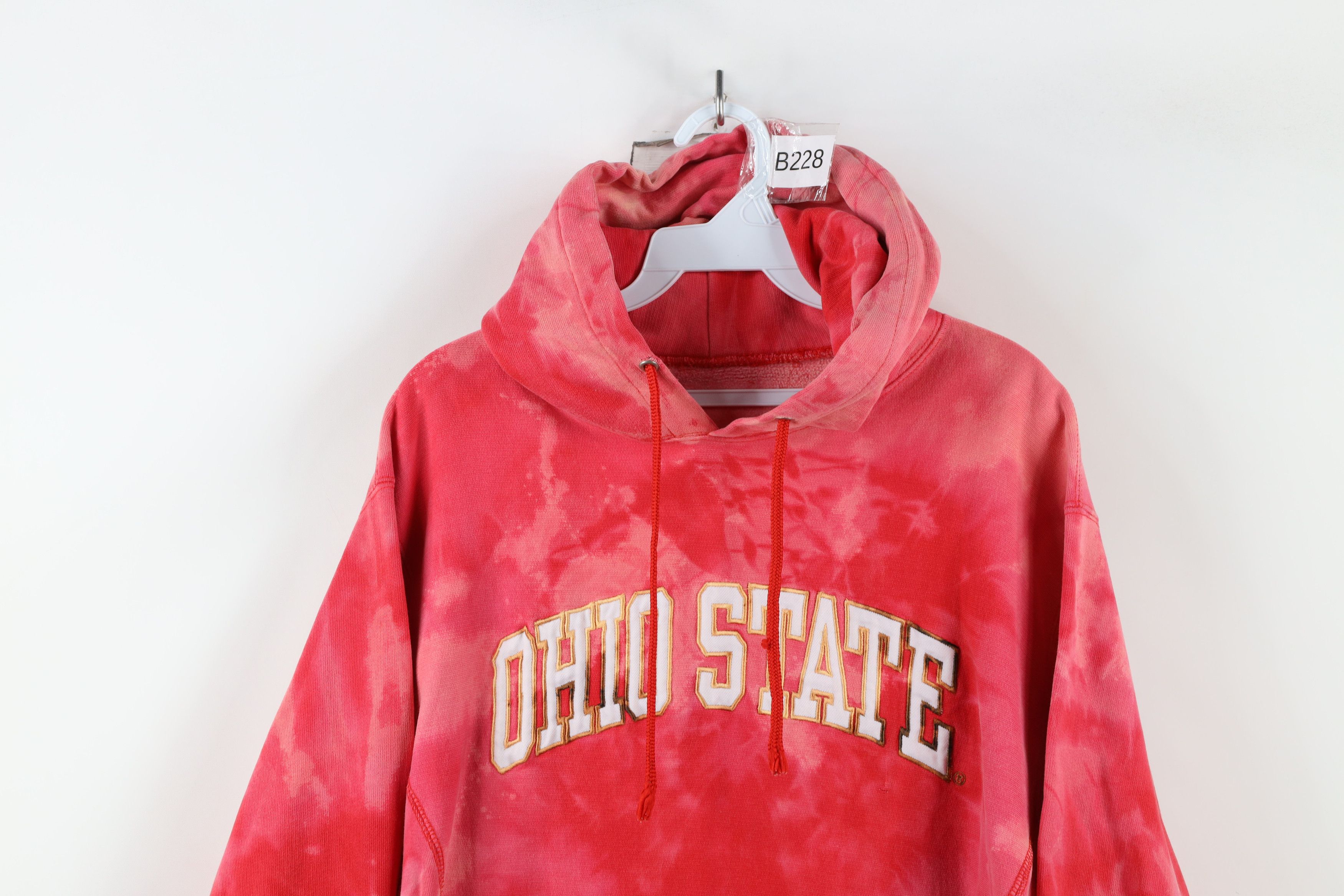 Vintage Vintage 90s Spell Acid Wash Ohio State University Hoodie Red Size US M / EU 48-50 / 2 - 2 Thumbnail