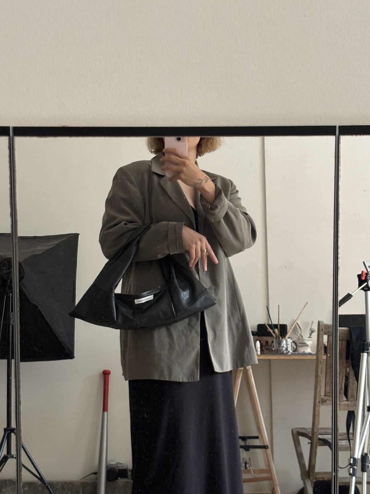 Designer Hobo leather bag black avant garde Size ONE SIZE - 6 Thumbnail
