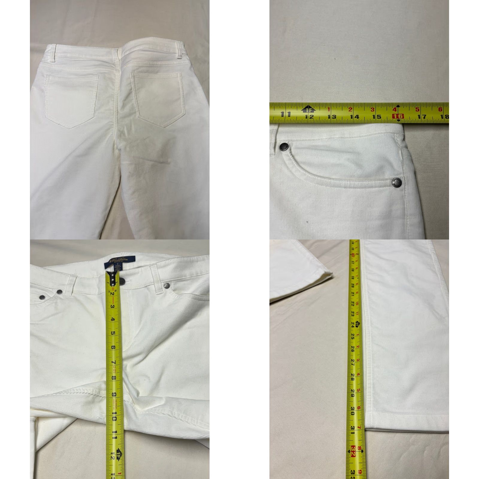 Brooks Brothers Brooks Brothers Natalie Fit White Corduroy Pants Womens 6 W32 L31 Size 28" / US 6 / IT 42 - 8 Thumbnail