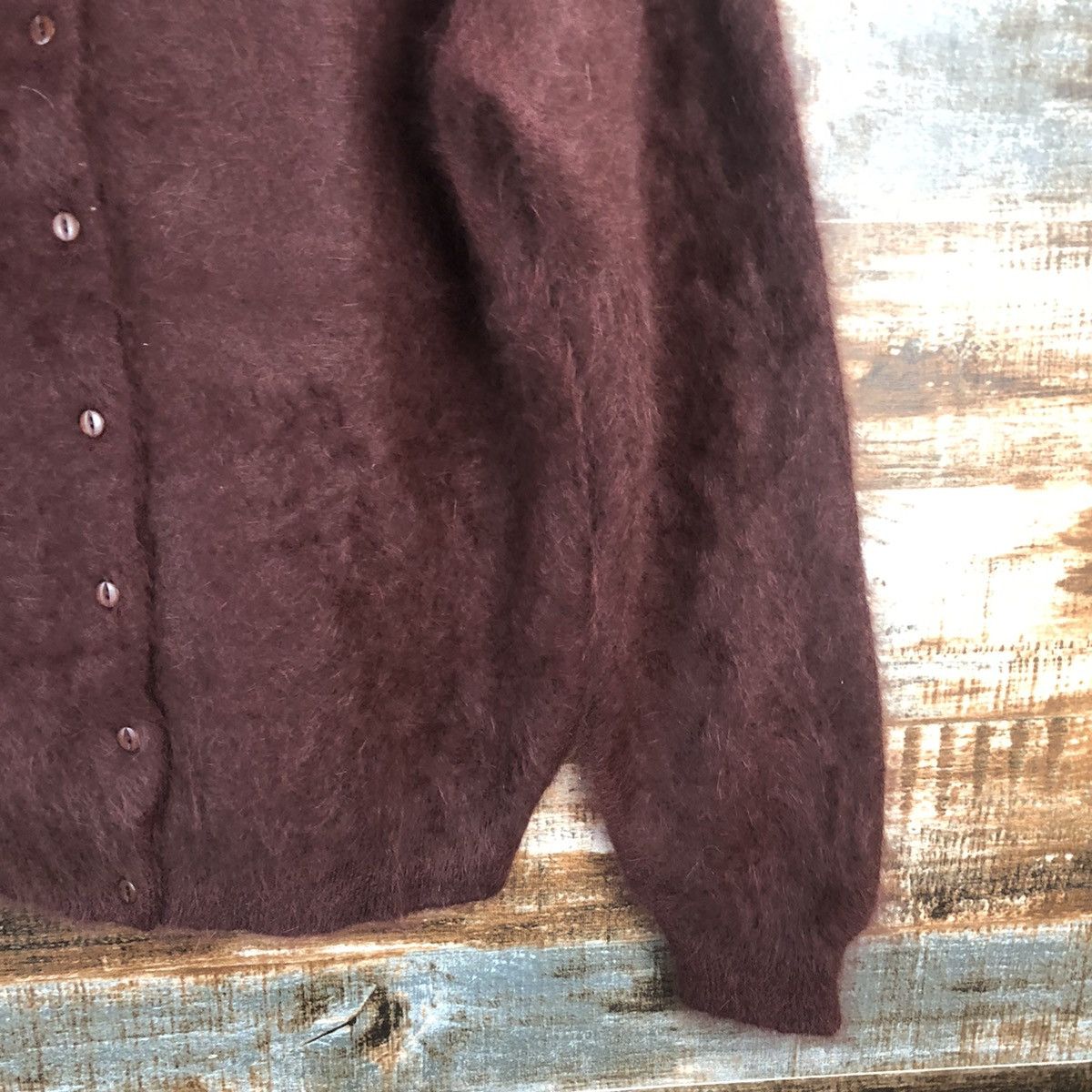 Japanese Brand Candornafi’ore Maroon mohair fur Cardigan Knitwear #A1866 Size M / US 6-8 / IT 42-44 - 8 Thumbnail