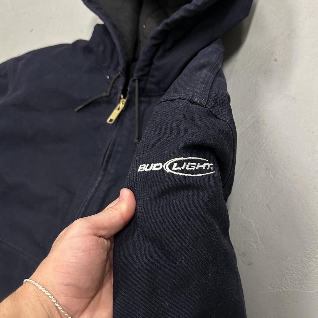 Budweiser × Carhartt Vintage Carhartt Quilt Lined Zip Up Hoodie Navy Blue XL Size US XL / EU 56 / 4 - 4 Thumbnail