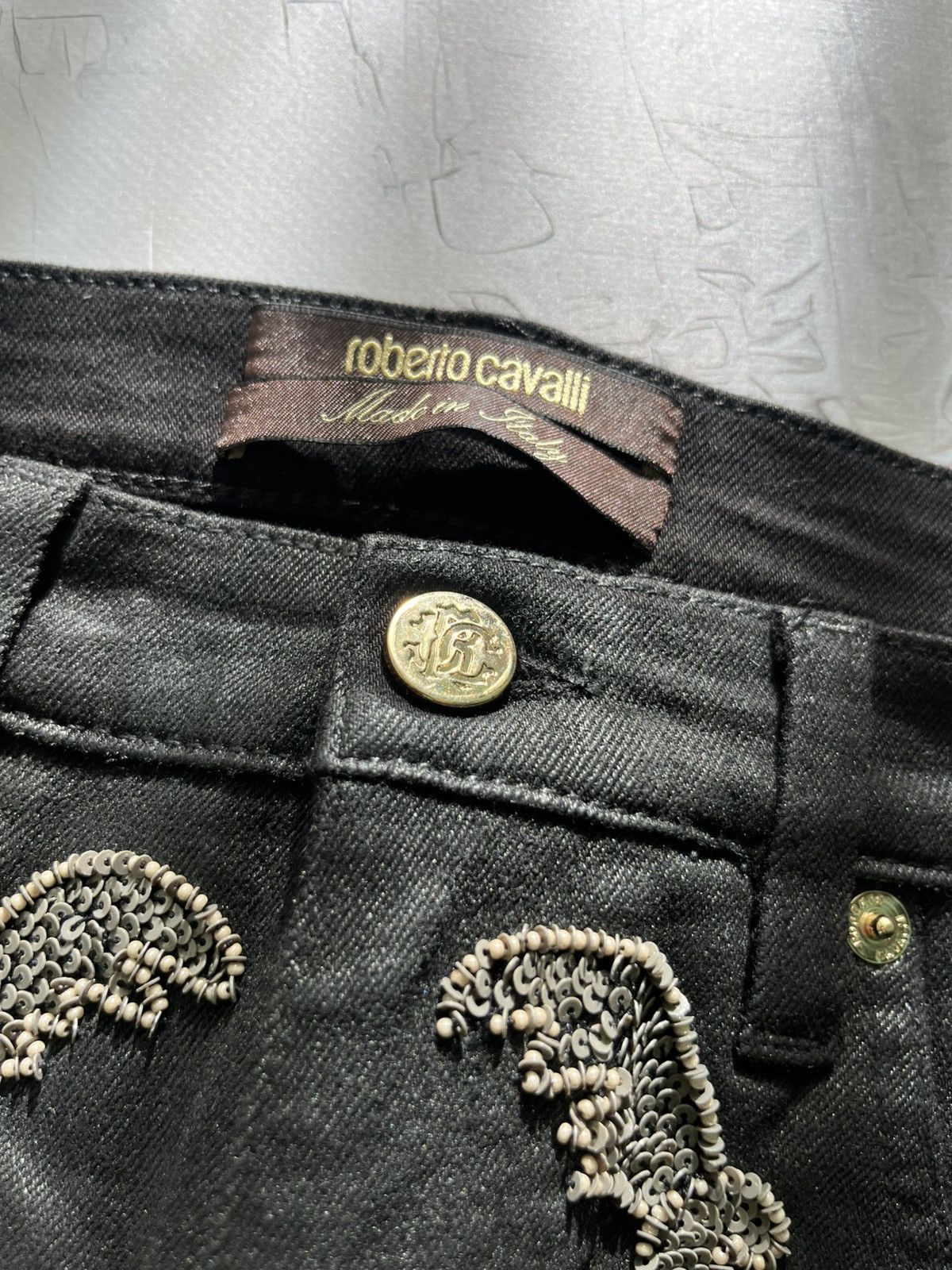 Roberto Cavalli Roberto Cavalli Embroidered Luxury Jeans Pants Black Size 28" / US 6 / IT 42 - 7 Thumbnail
