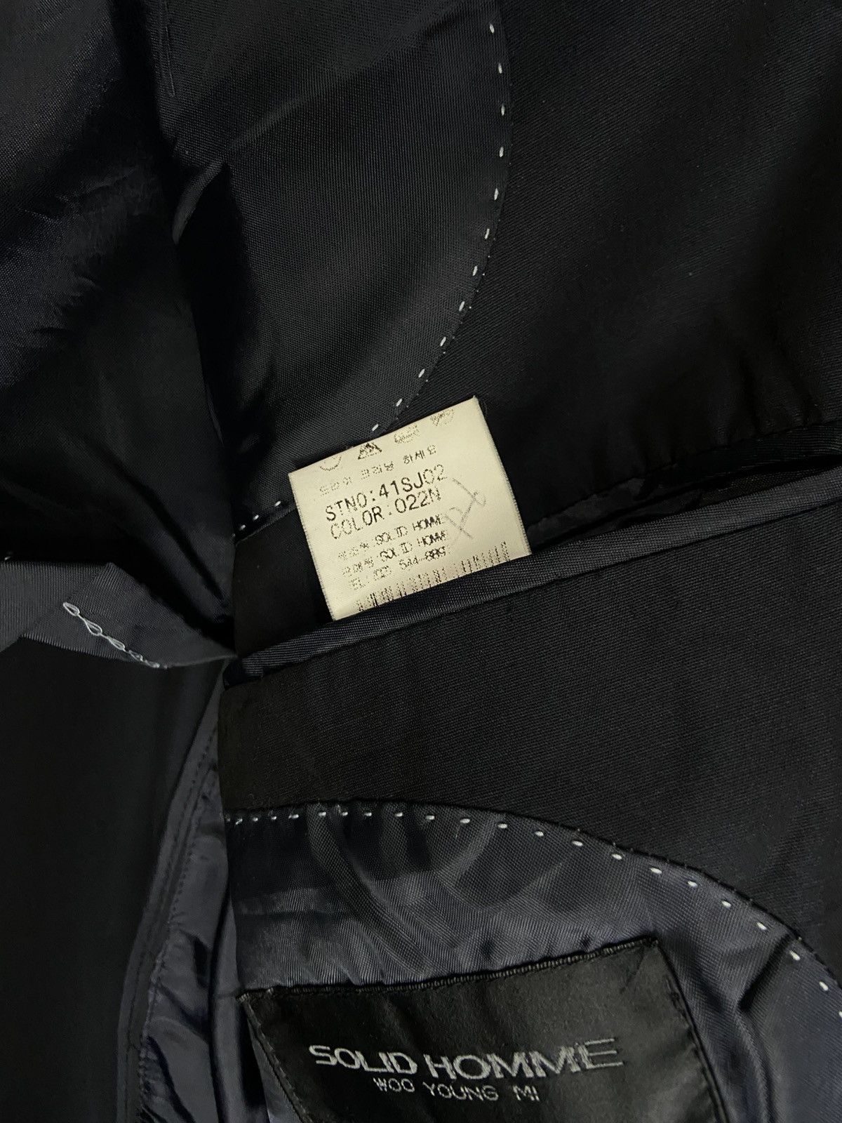 Solid Homme × Wooyoungmi Wooyoungmi Solid Homme Navy Sateen Single Breasted Blazer Size 46L - 11 Thumbnail