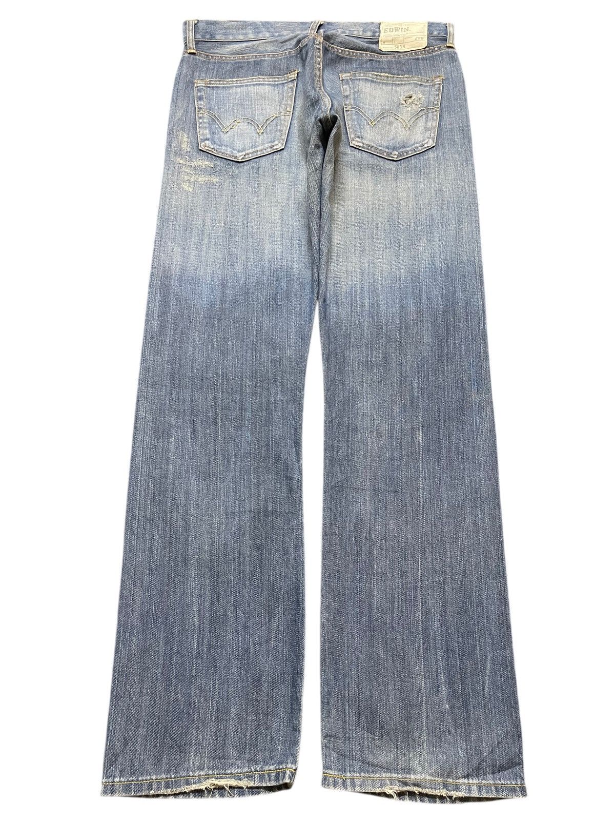 Edwin Vintage Japan Edwin 503 Faded Wash Distressed Loose Jeans Size US 33 - 2 Thumbnail