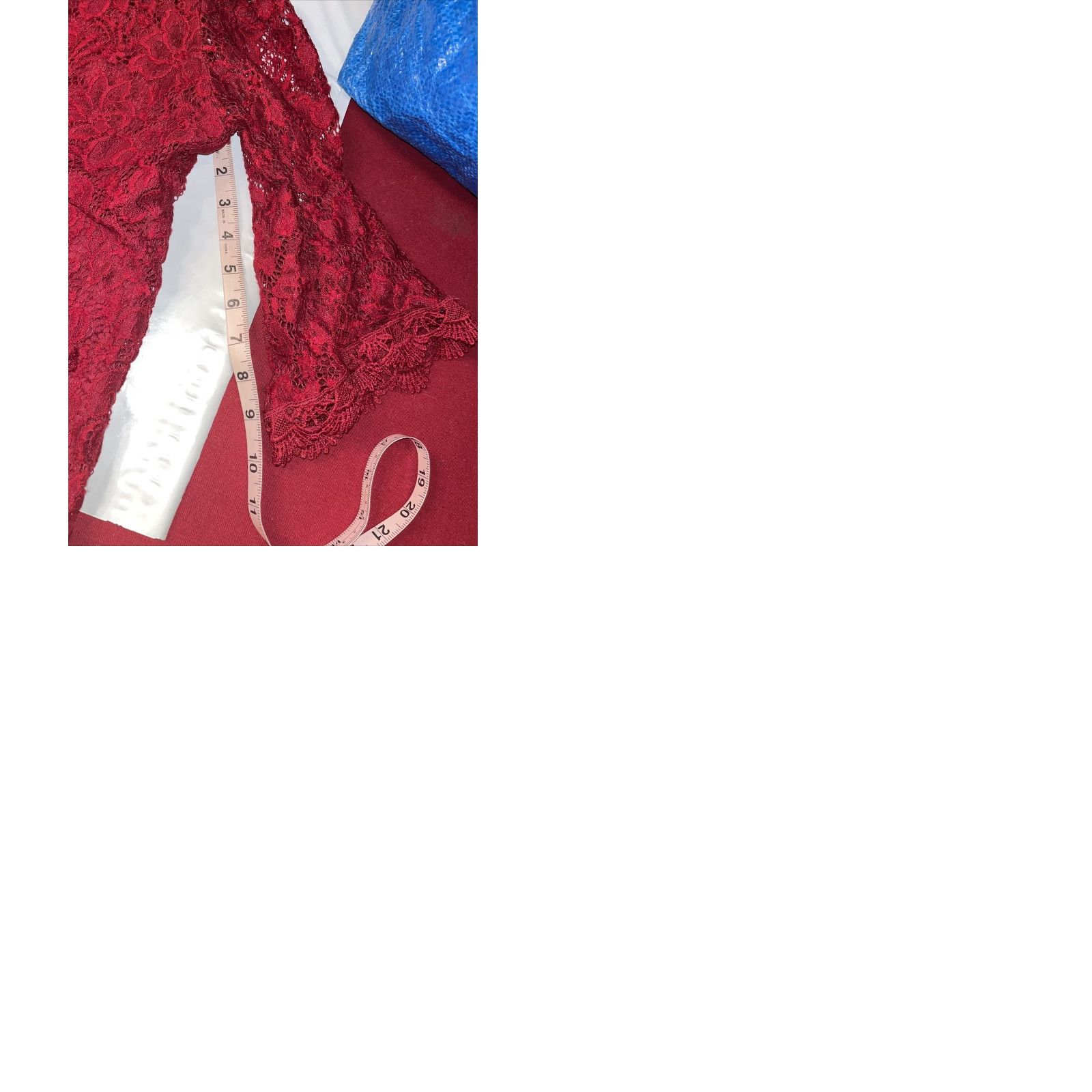 Vintage Ours Red Lace Dress Off Shoulder 3/4 Sleeve Knee Length M Women Dress Size M / US 6-8 / IT 42-44 - 9 Thumbnail