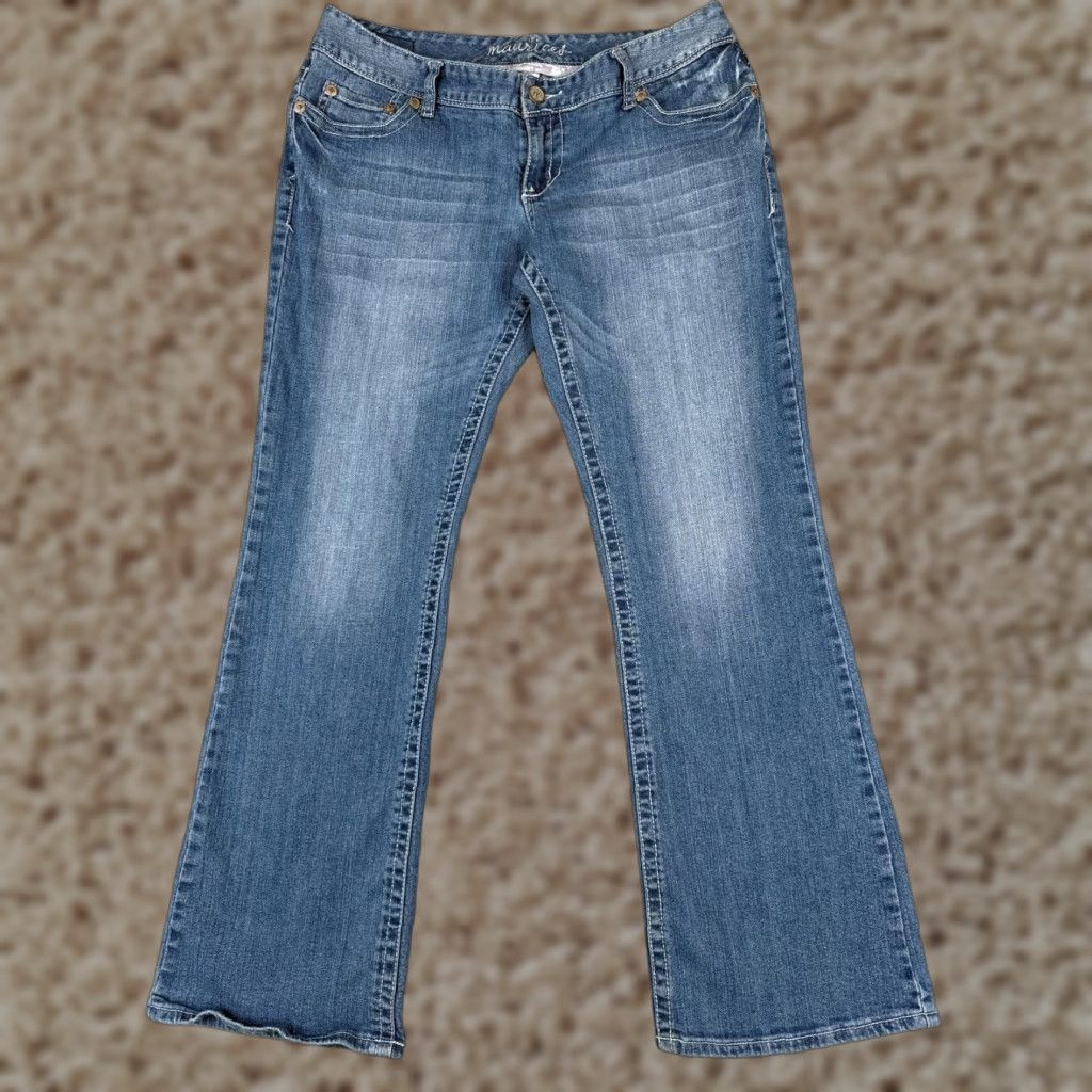 Vintage Maurices Jeans Blue Denim 13 L Low Rise Bootcut Flared 33x31 Cotton 5-Pocket Design Womens Jeans Size 34" / US 12 / IT 48 - 1 Thumbnail