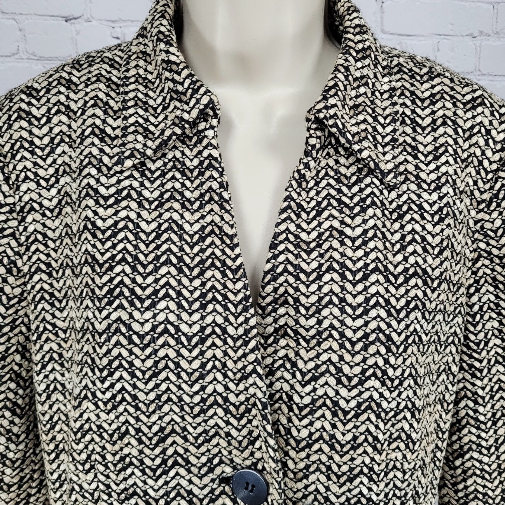 Talbots Talbots Jacket 14P Beige Black Textured Buttoned Collared Lined Long Sleeve Size XL / US 12-14 / IT 48-50 - 7 Thumbnail