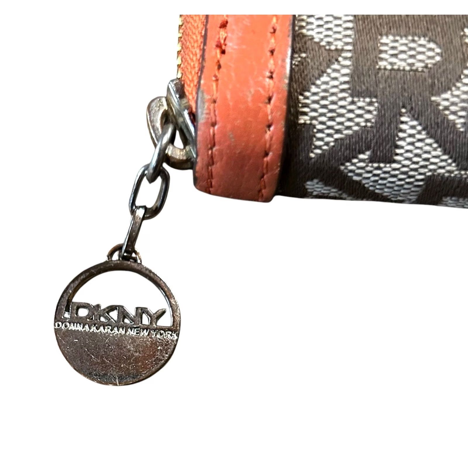 DKNY DKNY Monogram Bryant Women's Wallet Orange & Beige Logo Leather Clutch Size ONE SIZE - 3 Thumbnail