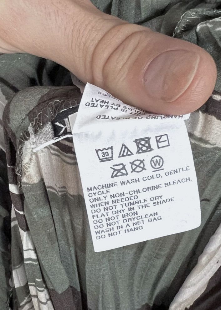 Issey Miyake RC Doro Khaki Green Printed Pleated Dress