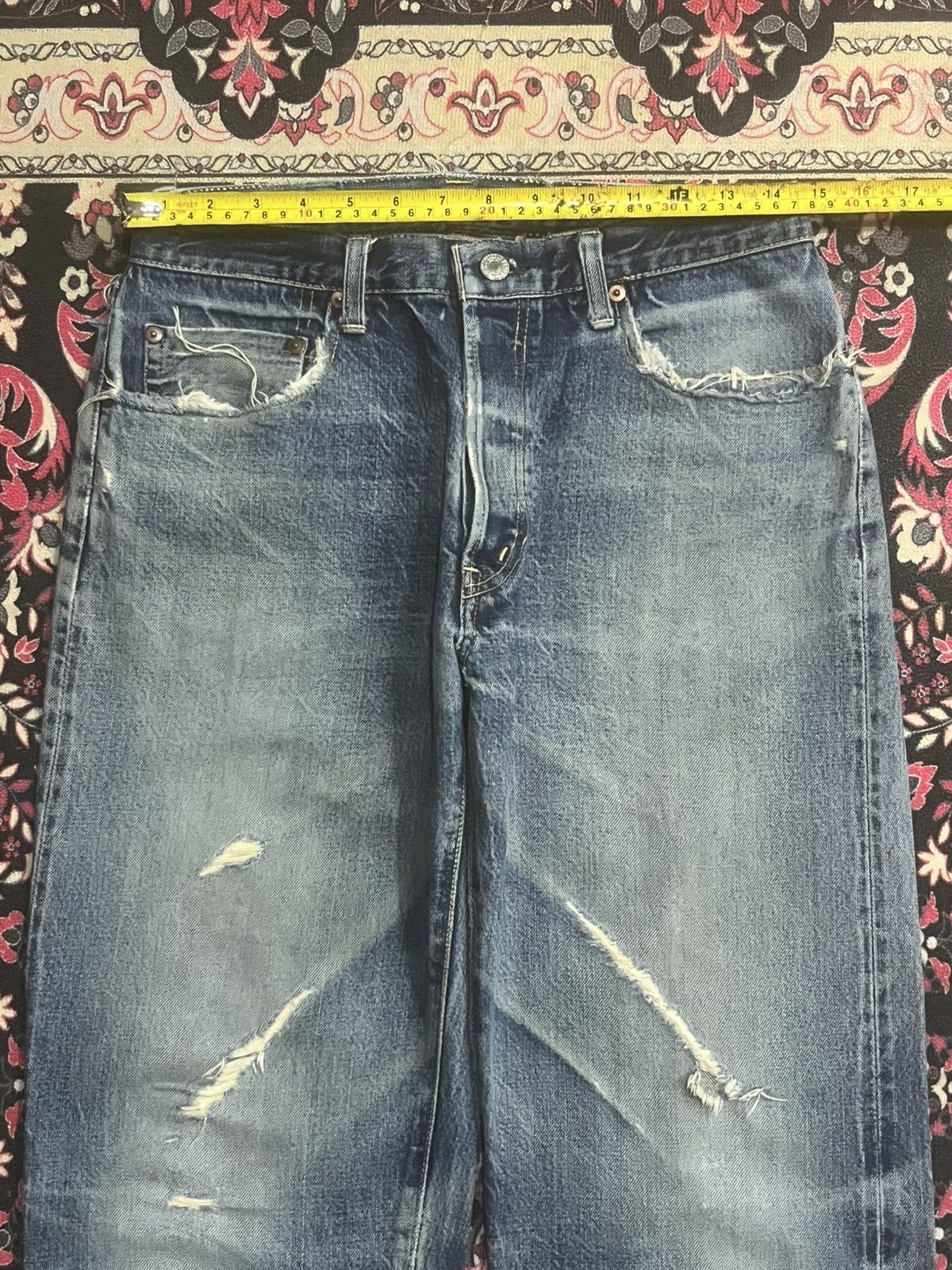 Okura Japan Okura 5 Blue Faded Washed Distressed Selvedge Jeans Size US 31 - 18 Thumbnail
