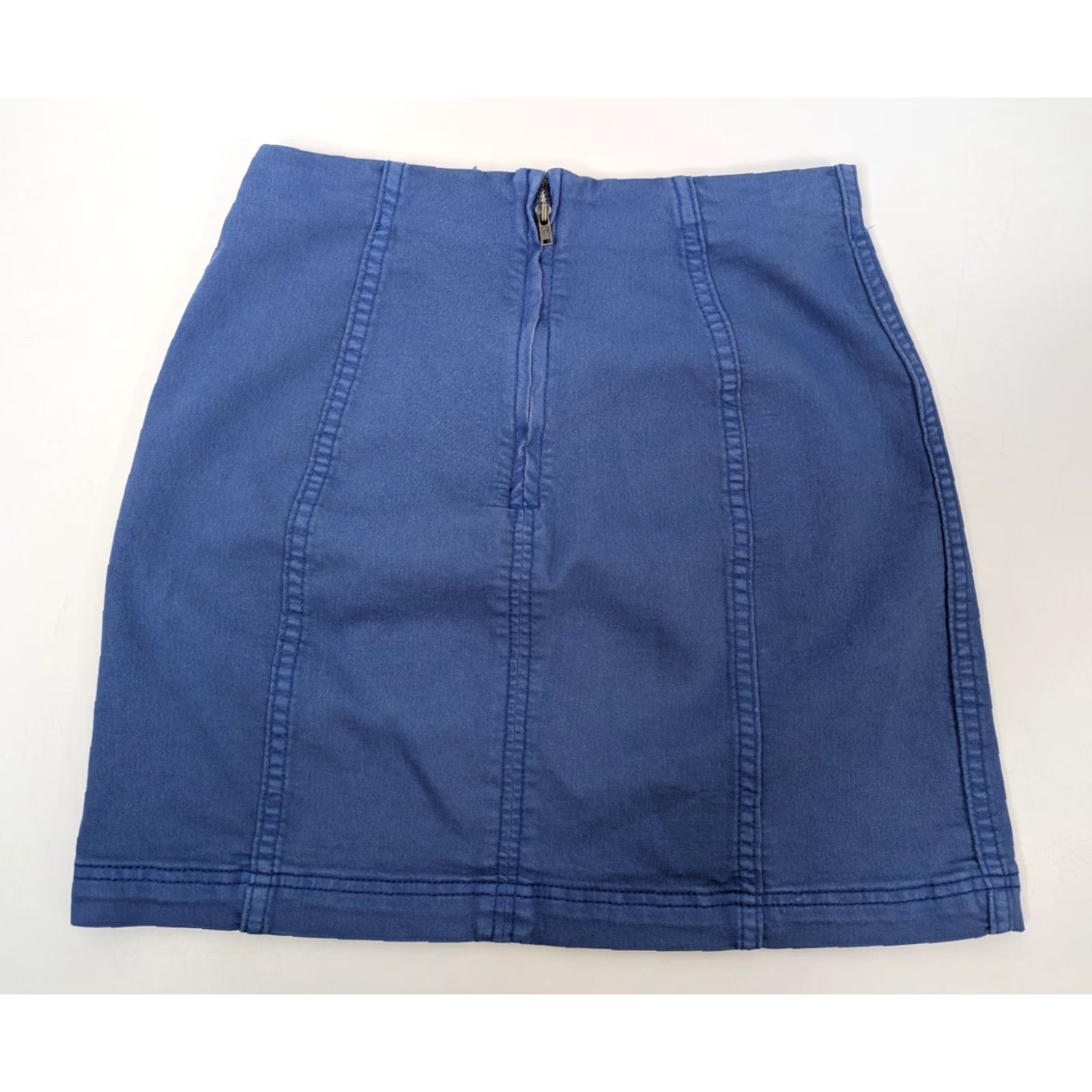 Free People Free People Mini Skirt Royal Blue 6 Lapis Lazuli Stretch Zip NWT Denim Cotton Polyester Spandex Bohemian Solid Blue Size 28" / US 6 / IT 42 - 4 Thumbnail
