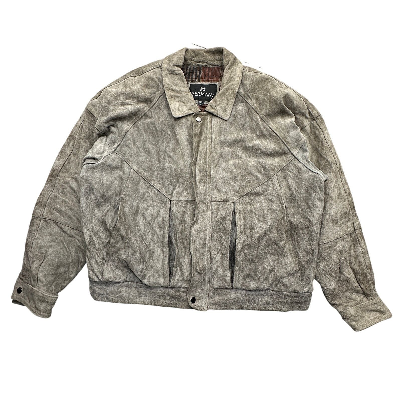 Other VTG Bermans Suede Leather Bomber Jacket Men Large Gray Lined Size US L / EU 52-54 / 3 - 1 Thumbnail