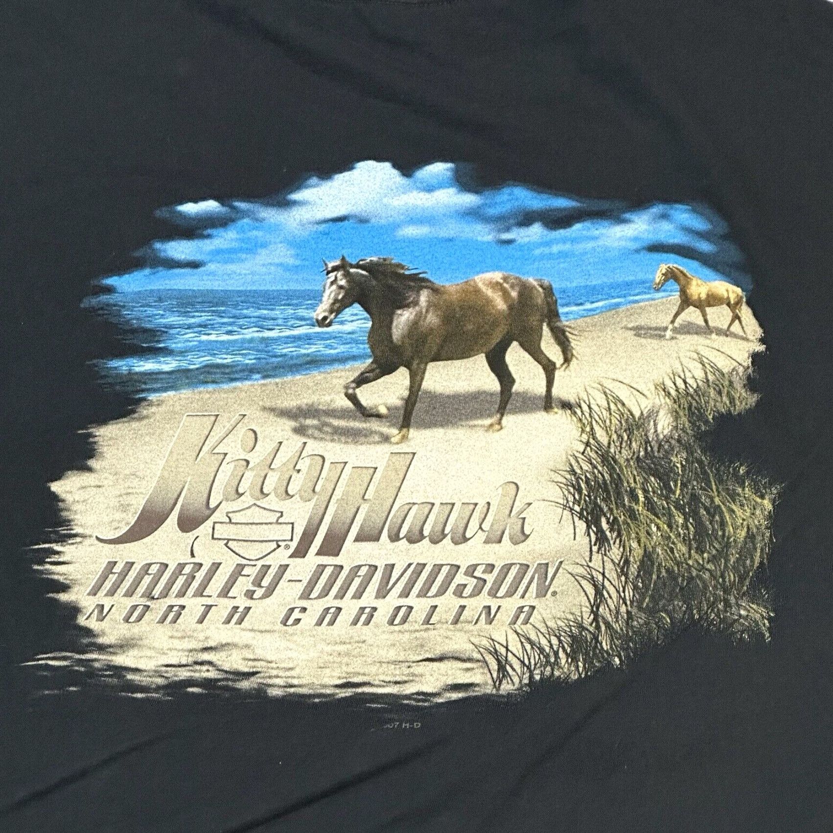 Harley Davidson Harley-Davidson American Legend Tee Shirt 3XL Men Beach Biker Motorcycle Kathy Kitty Hawk NC USA Made Multicolor Cotton Crew Neck Short Sleeve Size US XXL / EU 58 / 5 - 2 Thumbnail