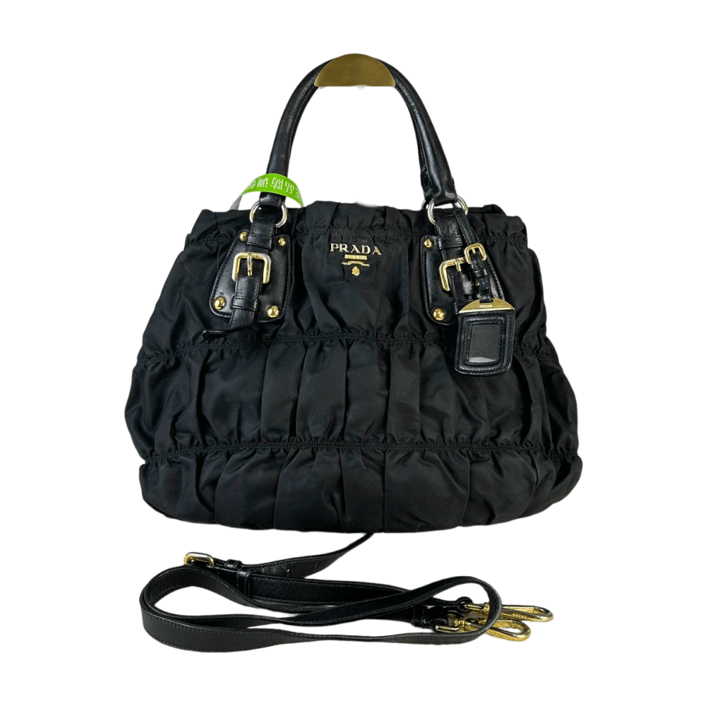 Prada Prada Ruched Nylon Gold Hardware Shoulder Bag Size ONE SIZE - 1 Thumbnail