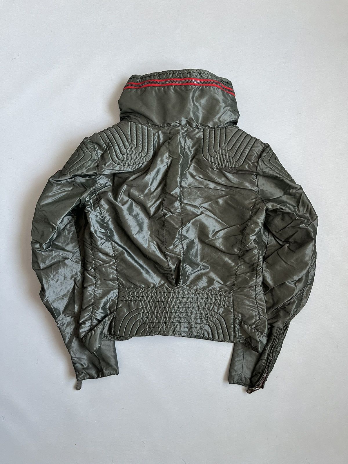 JET SET × Japanese Brand × Vintage Vintage 90s JET SET Women Nylon Olive Avant Garde Zip Jacket Size M / US 6-8 / IT 42-44 - 12 Thumbnail