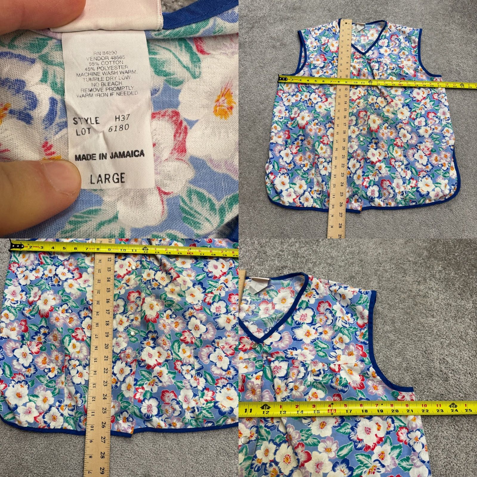 Haband VINTAGE Haband Floral Vest Pearl Snap Button Up Top Womens Large Blue Pockets Size L / US 10 / IT 46 - 8 Thumbnail