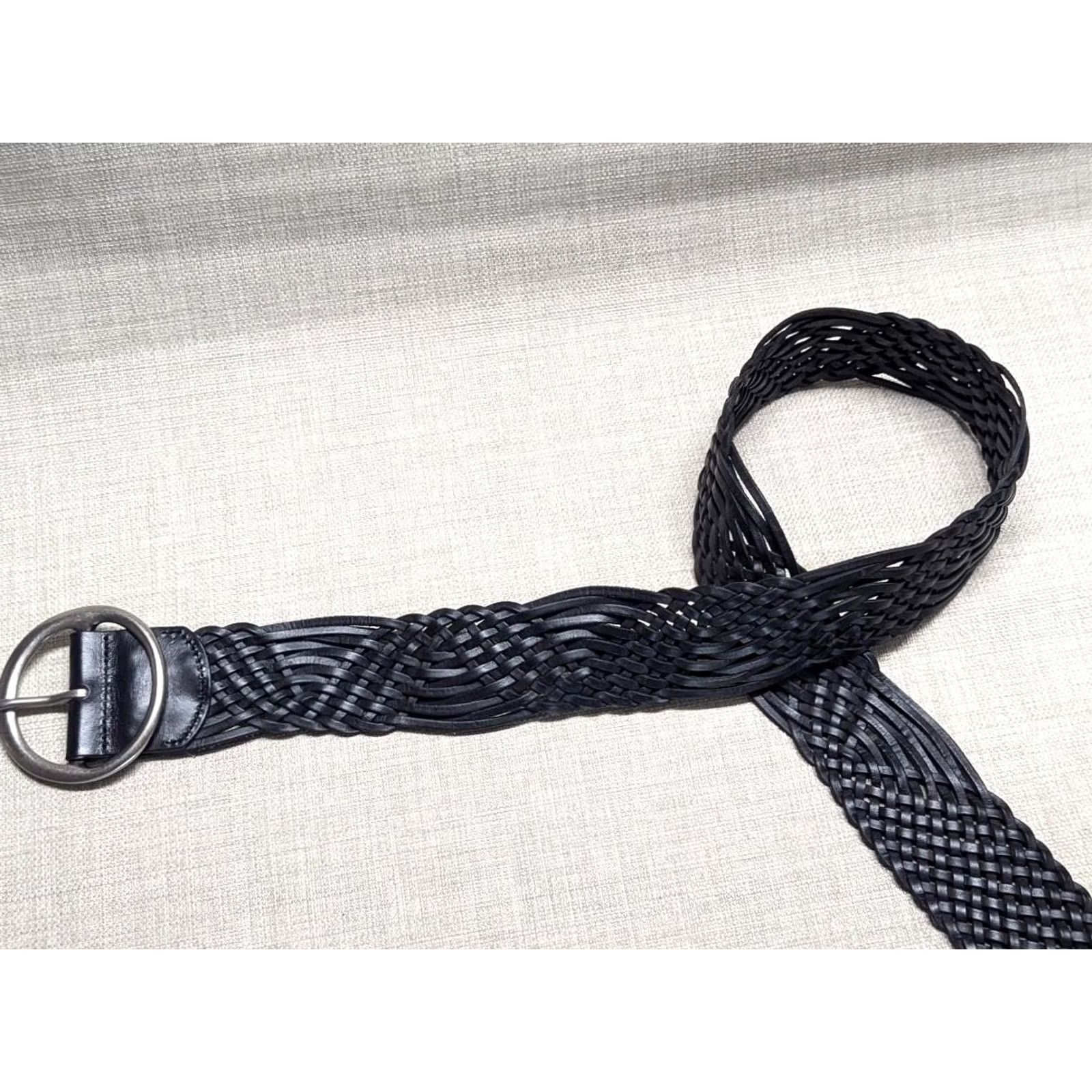 Fossil VINTAGE Fossil belt Women S 2-1/8" wide braided leather weave black Western belt size 28" waist Womens Size S / US 4 / IT 40 - 5 Thumbnail