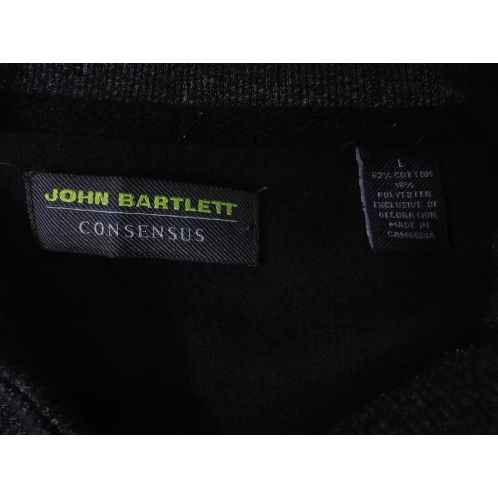 Vintage John Bartlett Mens Sweater Large Black Pullover Crew Neck Cable-Knit Wool? No, Cotton Stretch Pockets Plaid Accent Quilted Regular Fall Gift Size US L / EU 52-54 / 3 - 7 Thumbnail