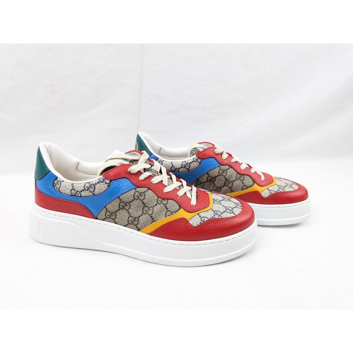 Gucci o1rshd1 Supreme Low-Top Sneakers in Beige/Blue/Red Size US 12.5 / EU 45-46 - 11 Thumbnail