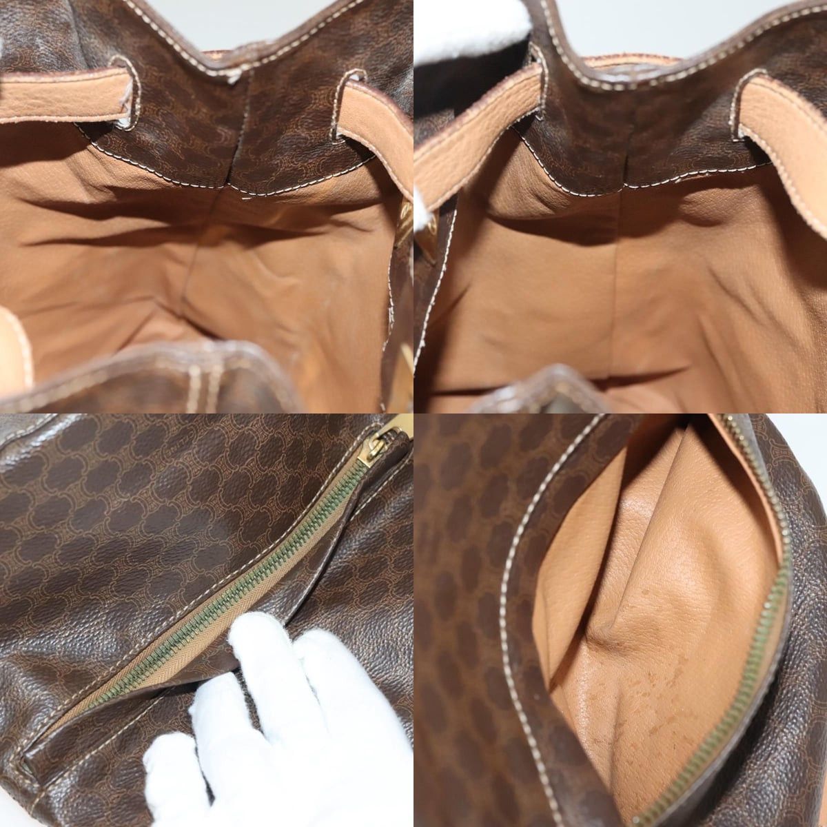 Celine CELINE Macadam Canvas Shoulder Bag Pvc Leather Brown Gold Size ONE SIZE - 12 Thumbnail