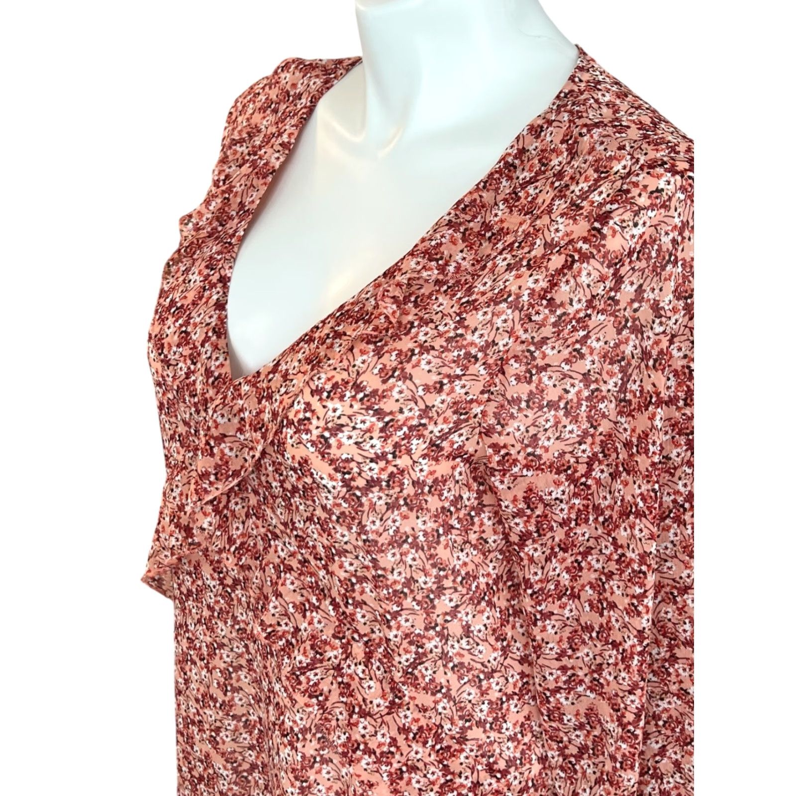 Anthropologie Anthropologie Maeve Orange Red Floral Large Wrap Maxi Dress Size L / US 10 / IT 46 - 3 Thumbnail